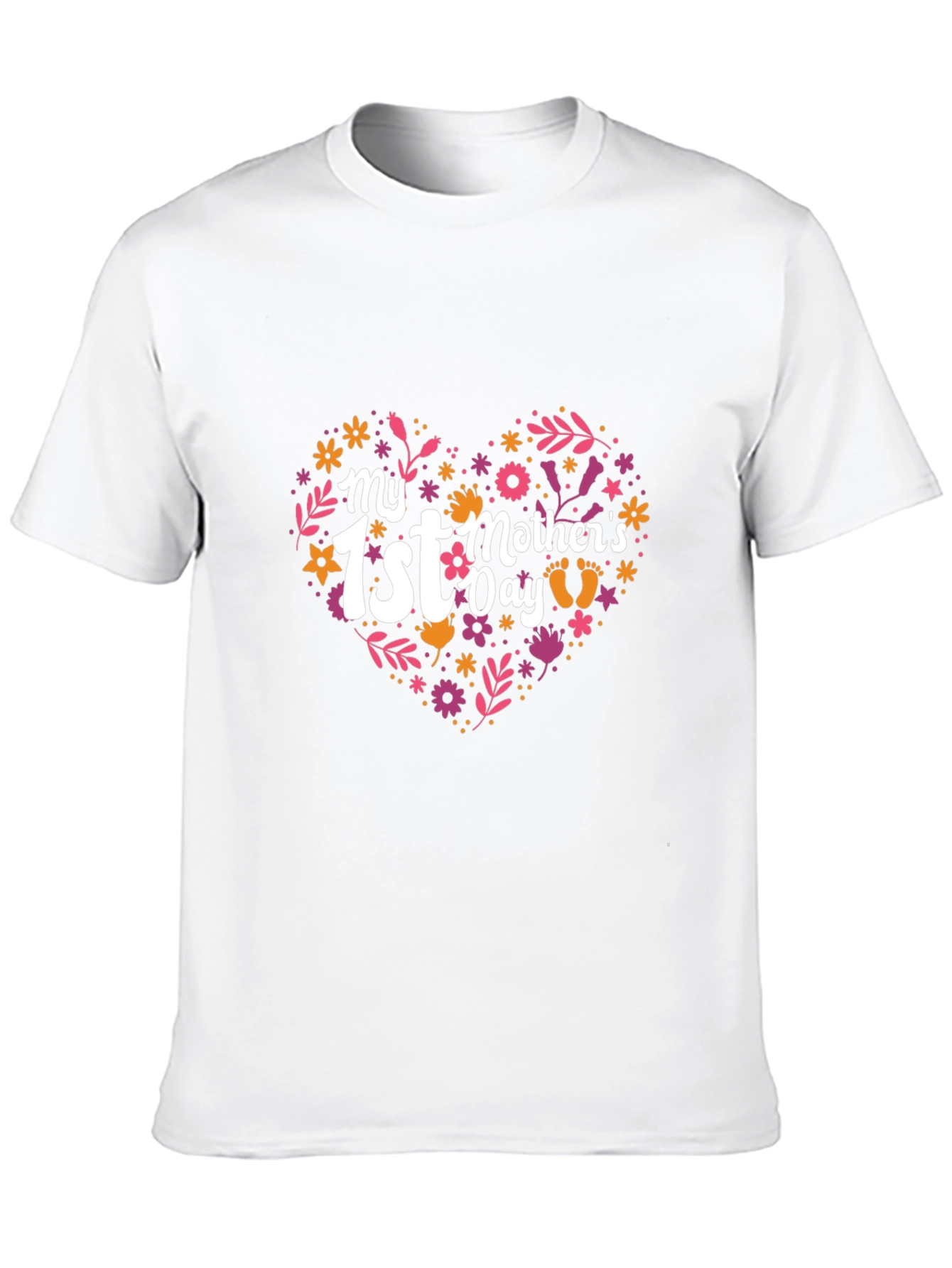 My 1st Mothers Day Heart Floral Design Tee
