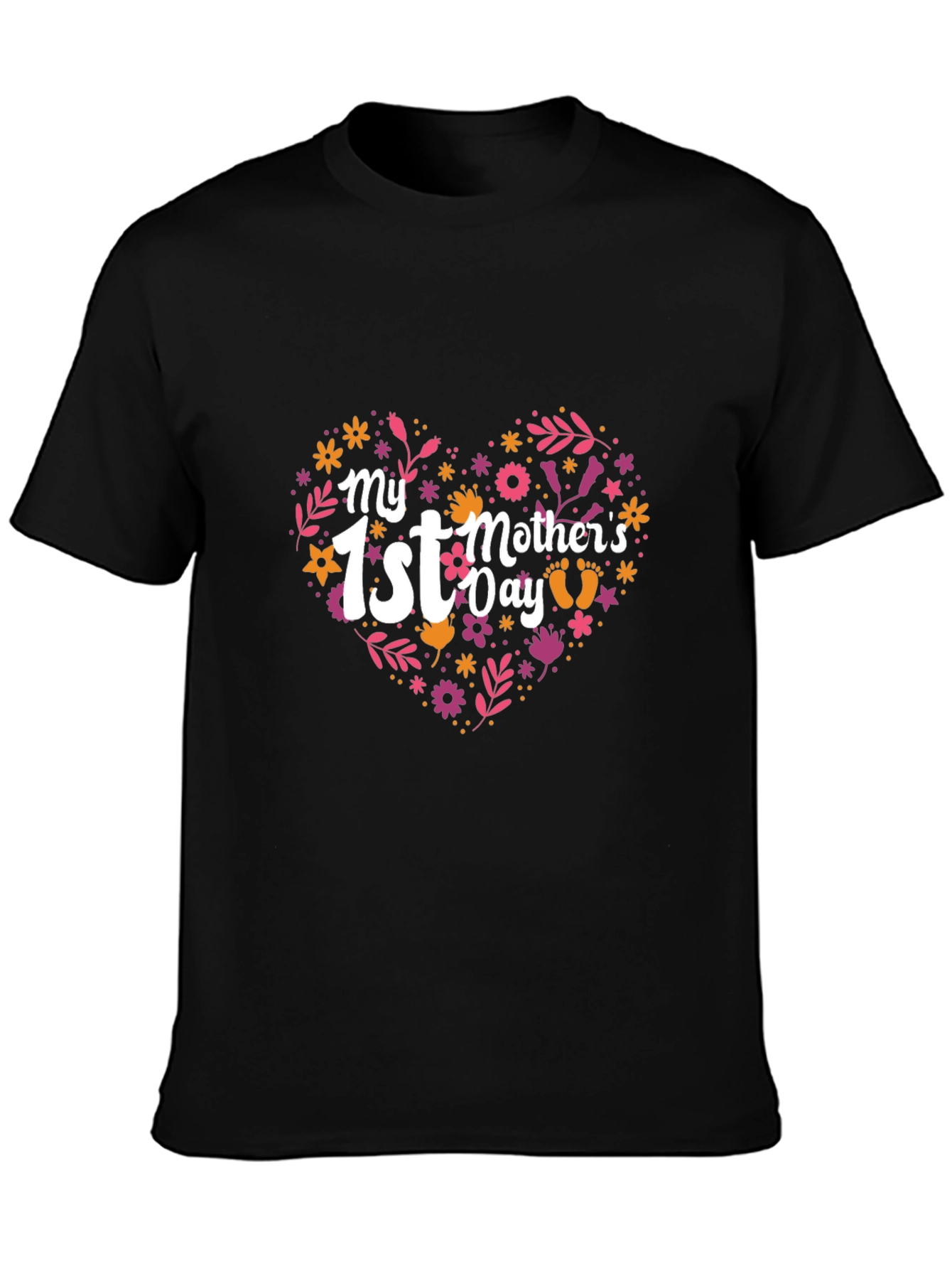 My 1st Mothers Day Heart Floral Design Tee