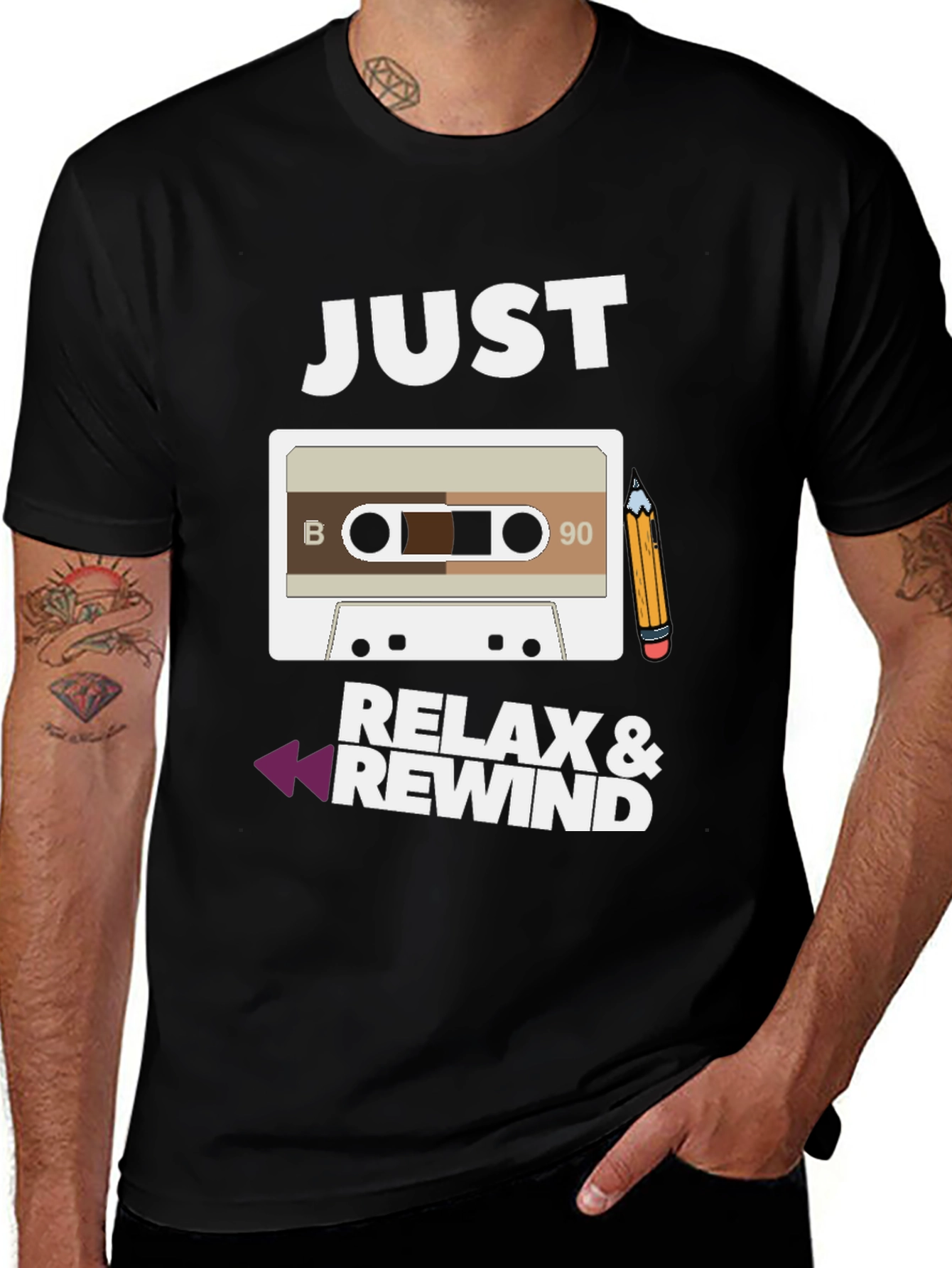 Just Relax & Rewind Cassette Tape Graphic T-Shirt
