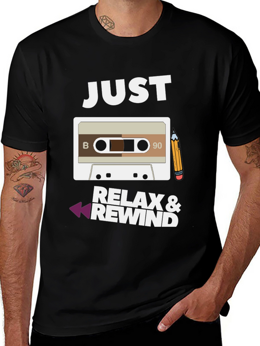 Just Relax & Rewind Cassette Tape Graphic T-Shirt
