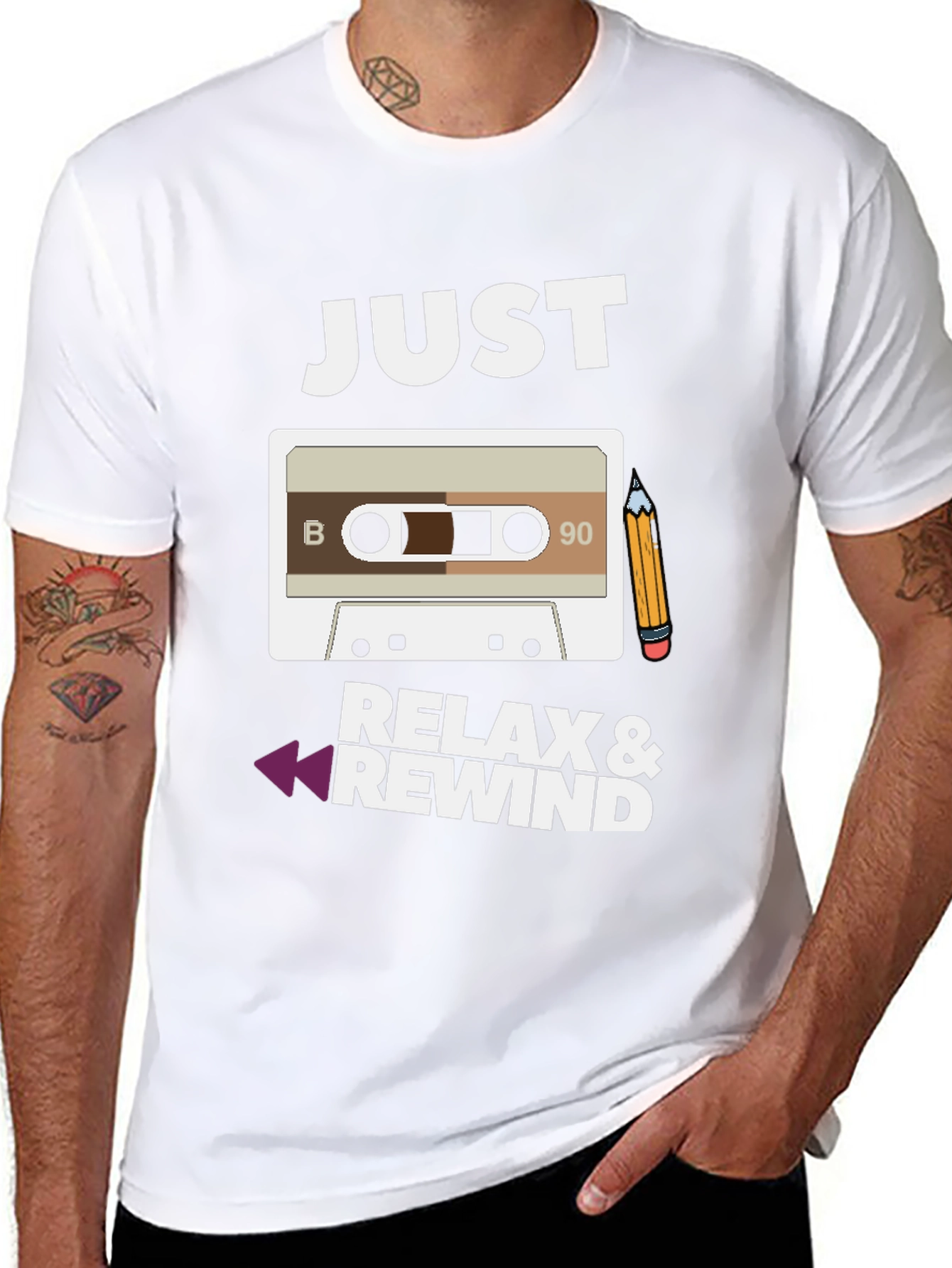 Just Relax & Rewind Cassette Tape Graphic T-Shirt