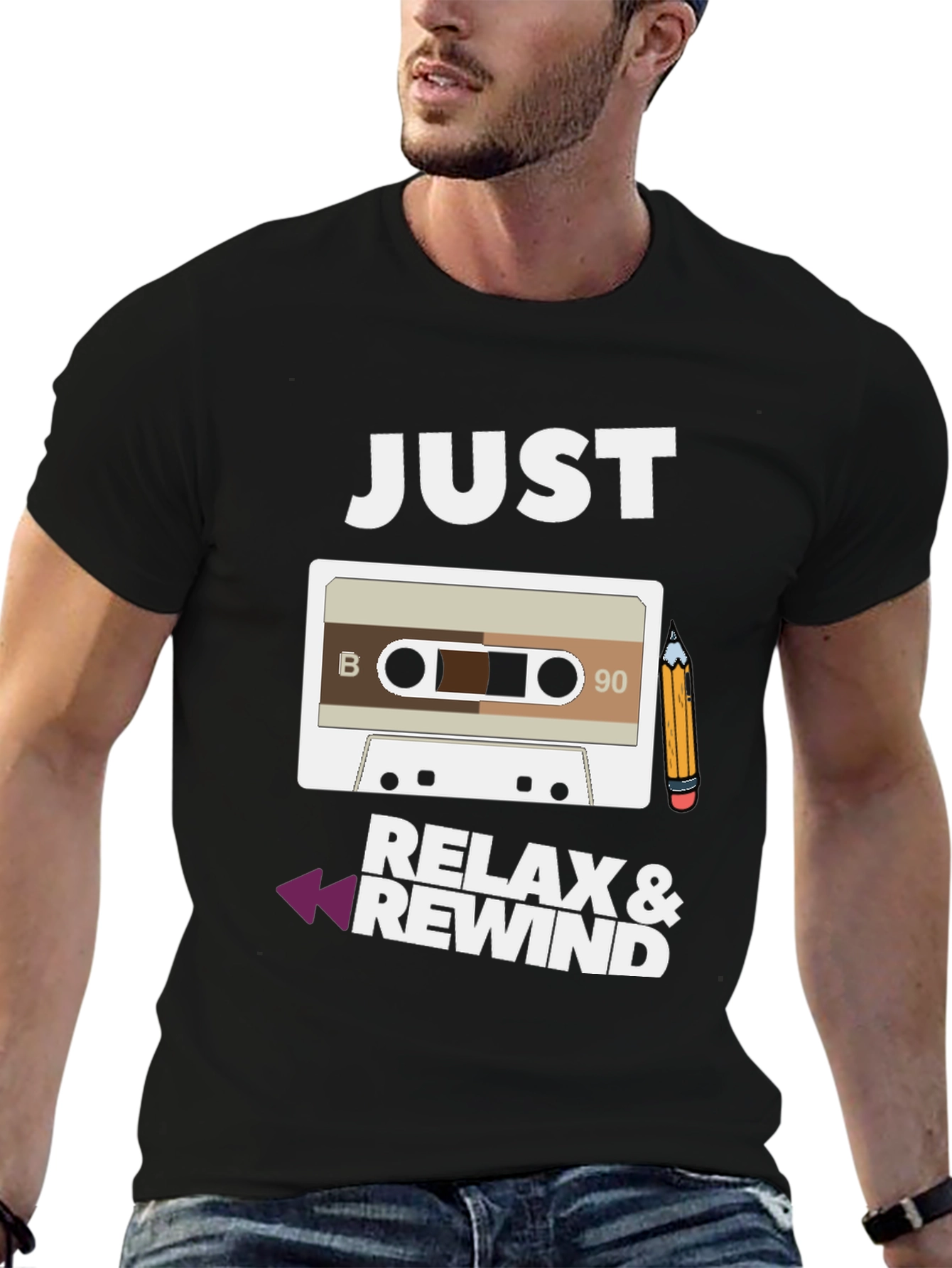 Just Relax & Rewind Cassette Tape Graphic T-Shirt