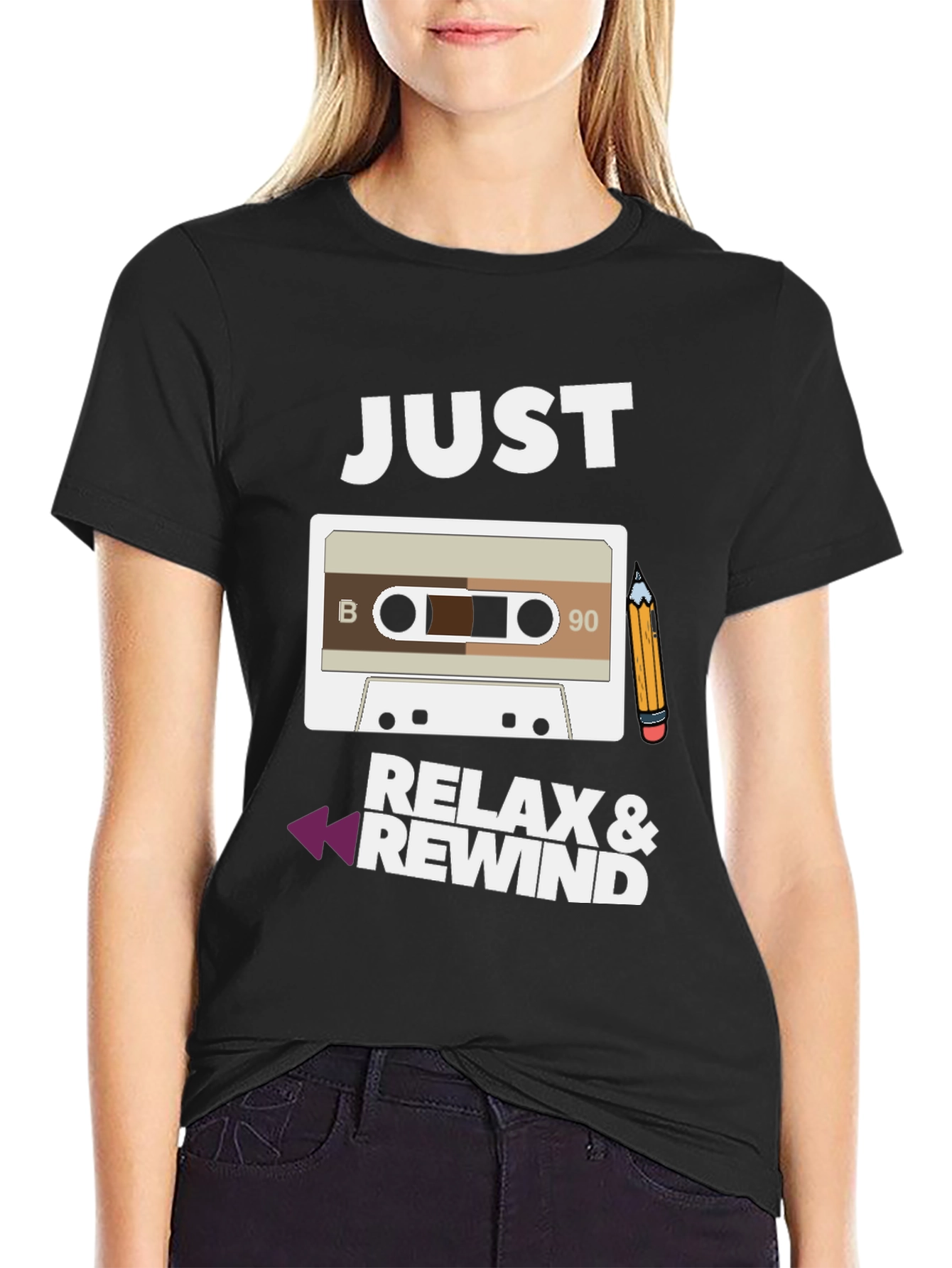Just Relax & Rewind Cassette Tape Graphic T-Shirt