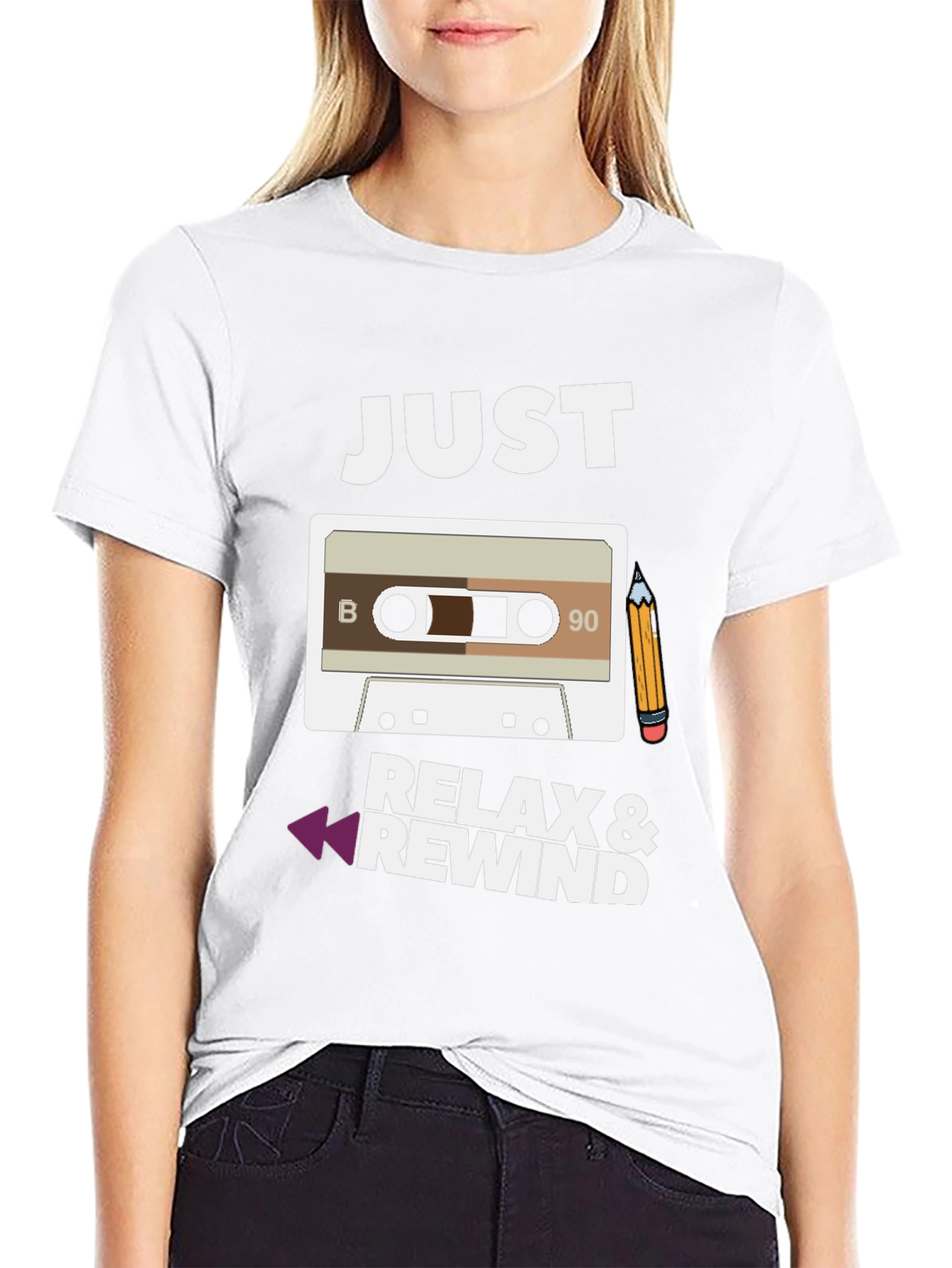 Just Relax & Rewind Cassette Tape Graphic T-Shirt