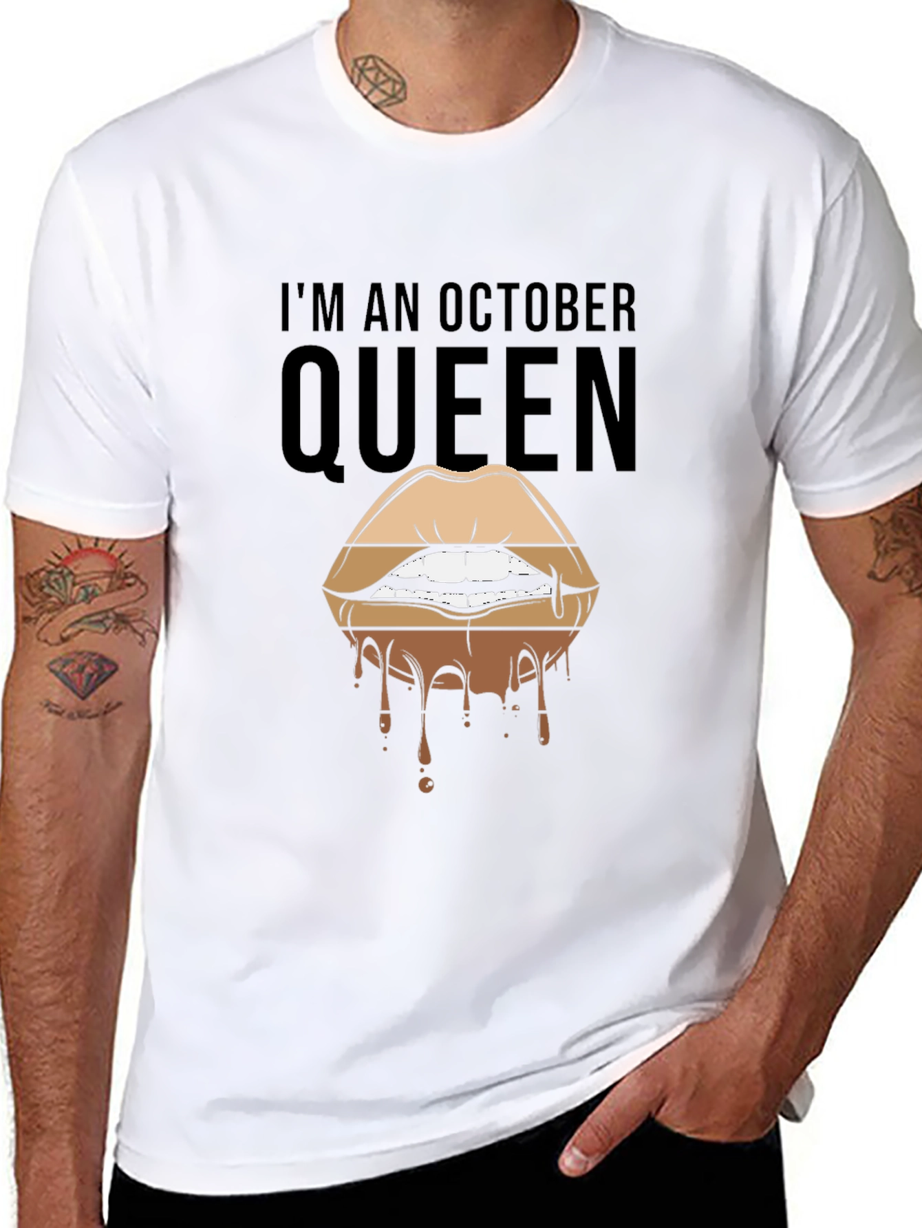 October Queen Lips Graphic T-Shirt - Black