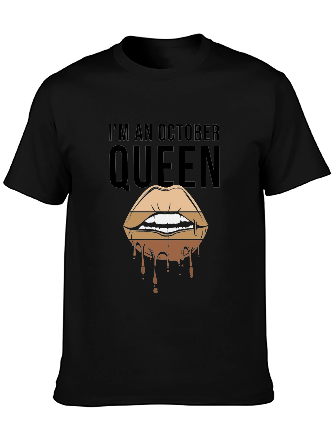 October Queen Lips Graphic T-Shirt - Black