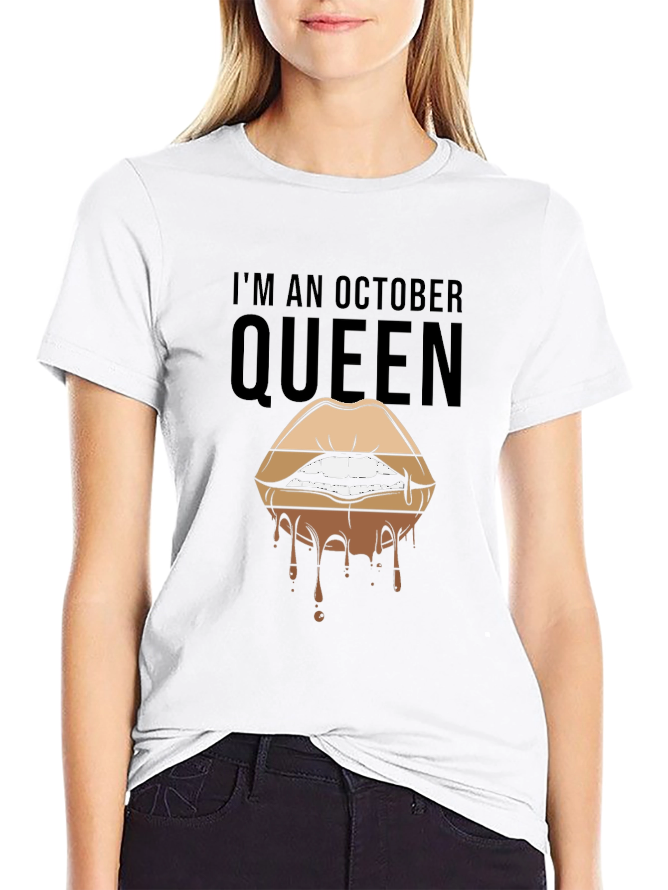 October Queen Lips Graphic T-Shirt - Black