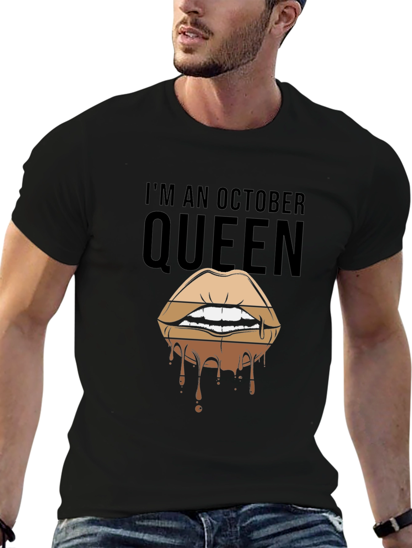 October Queen Lips Graphic T-Shirt - Black