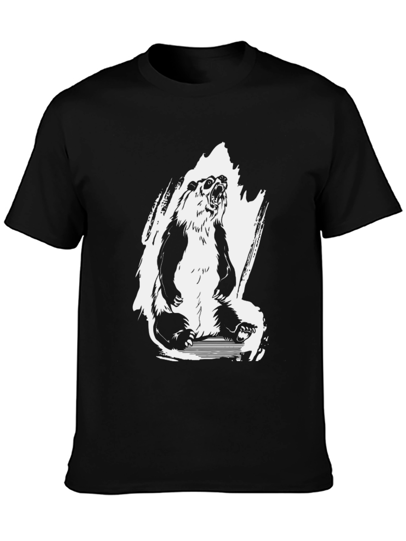 Bear Graphic Tee - Mens Black Crew Neck T-Shirt