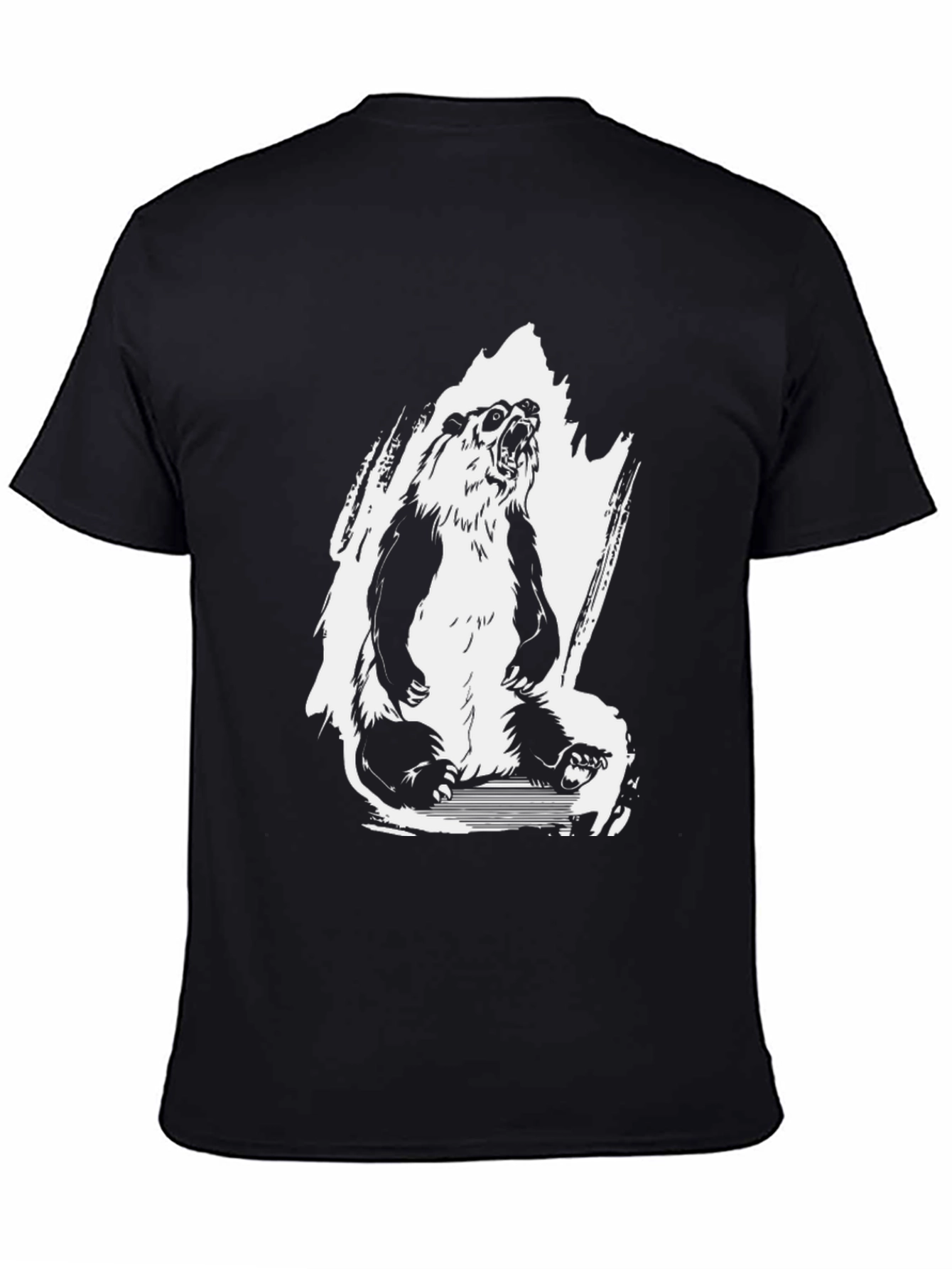 Bear Graphic Tee - Mens Black Crew Neck T-Shirt