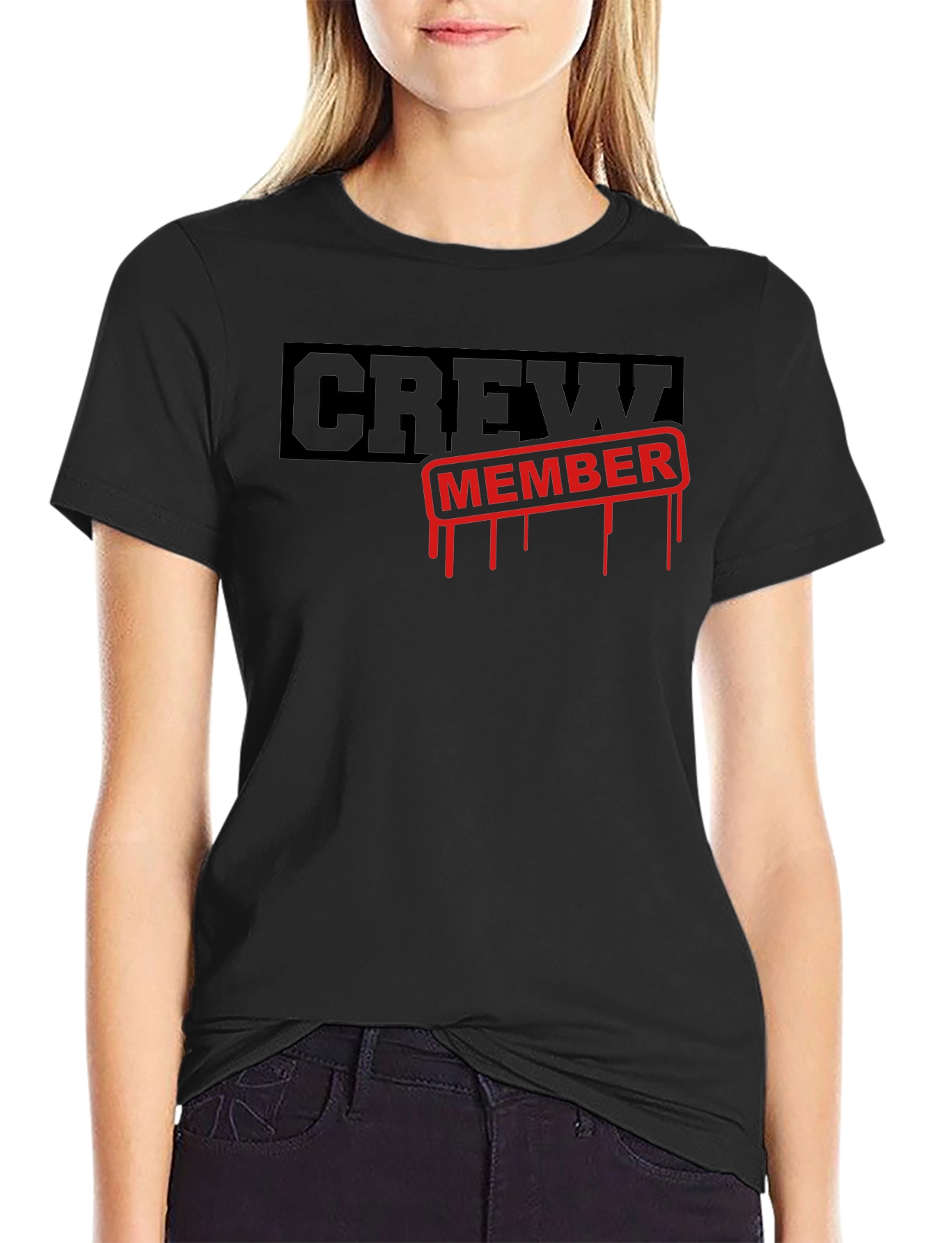 Crew Member Black Graphic Tee Shirt