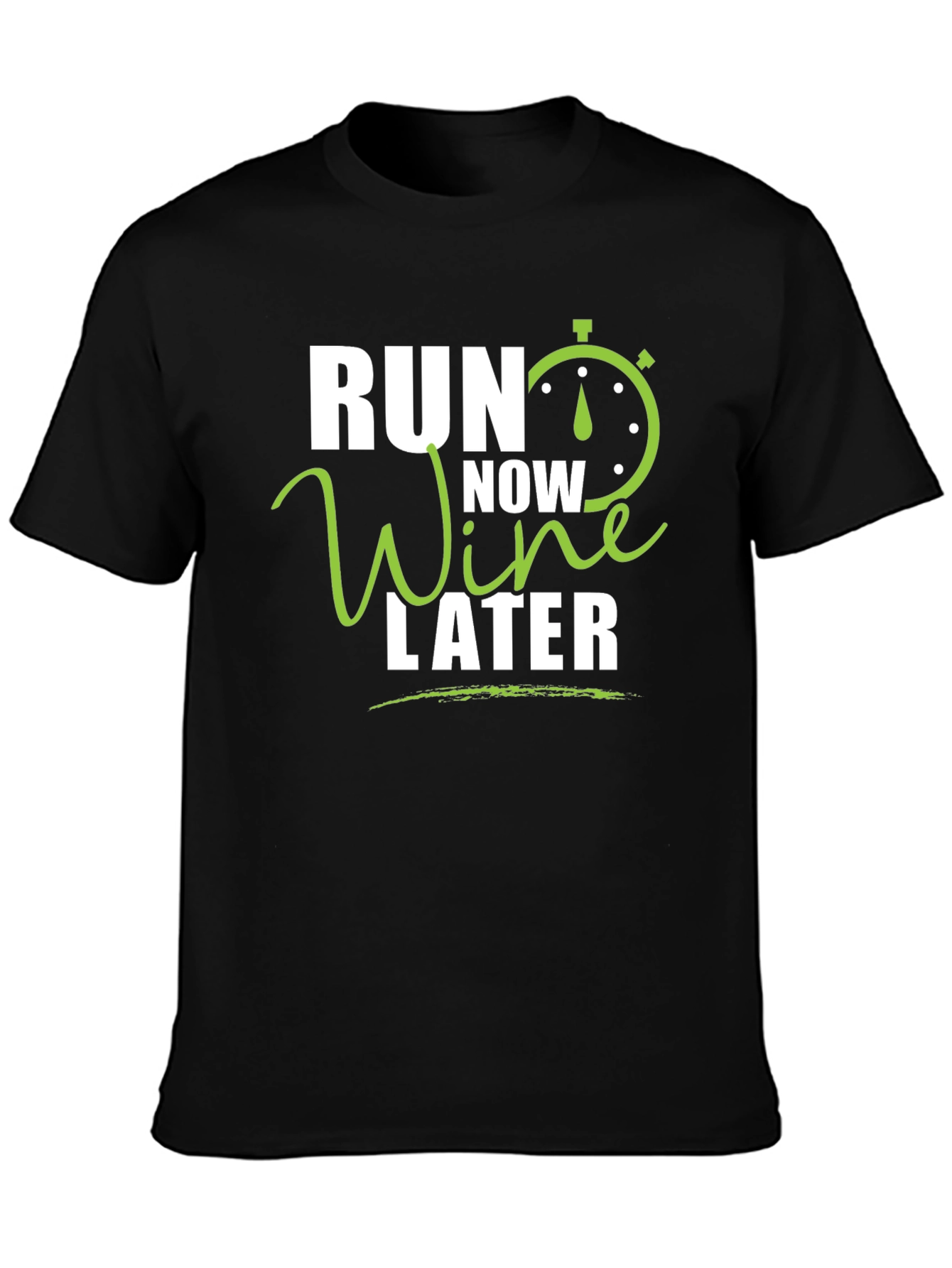 Run Now Wine Later Black Graphic T-Shirt
