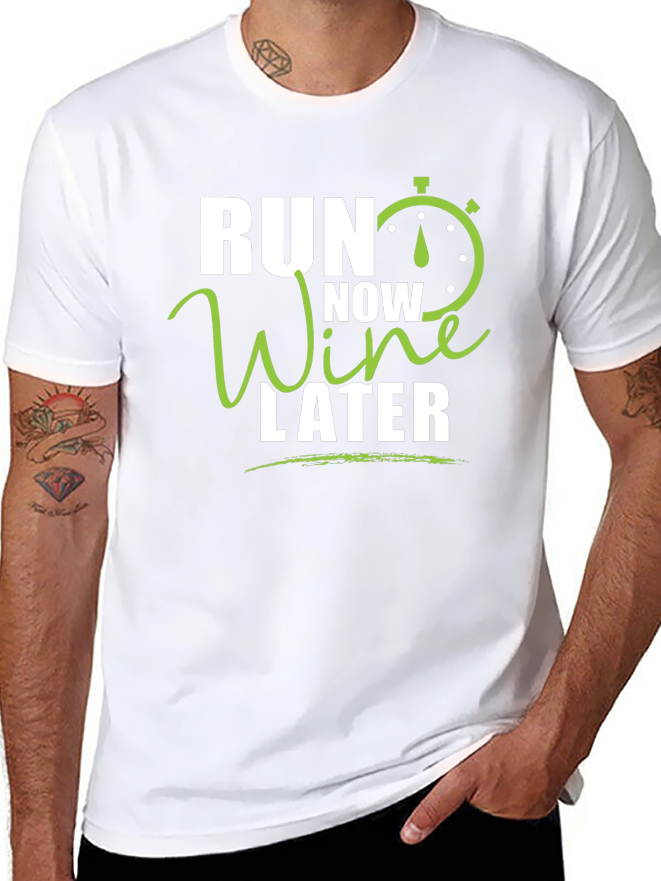 Run Now Wine Later Black Graphic T-Shirt