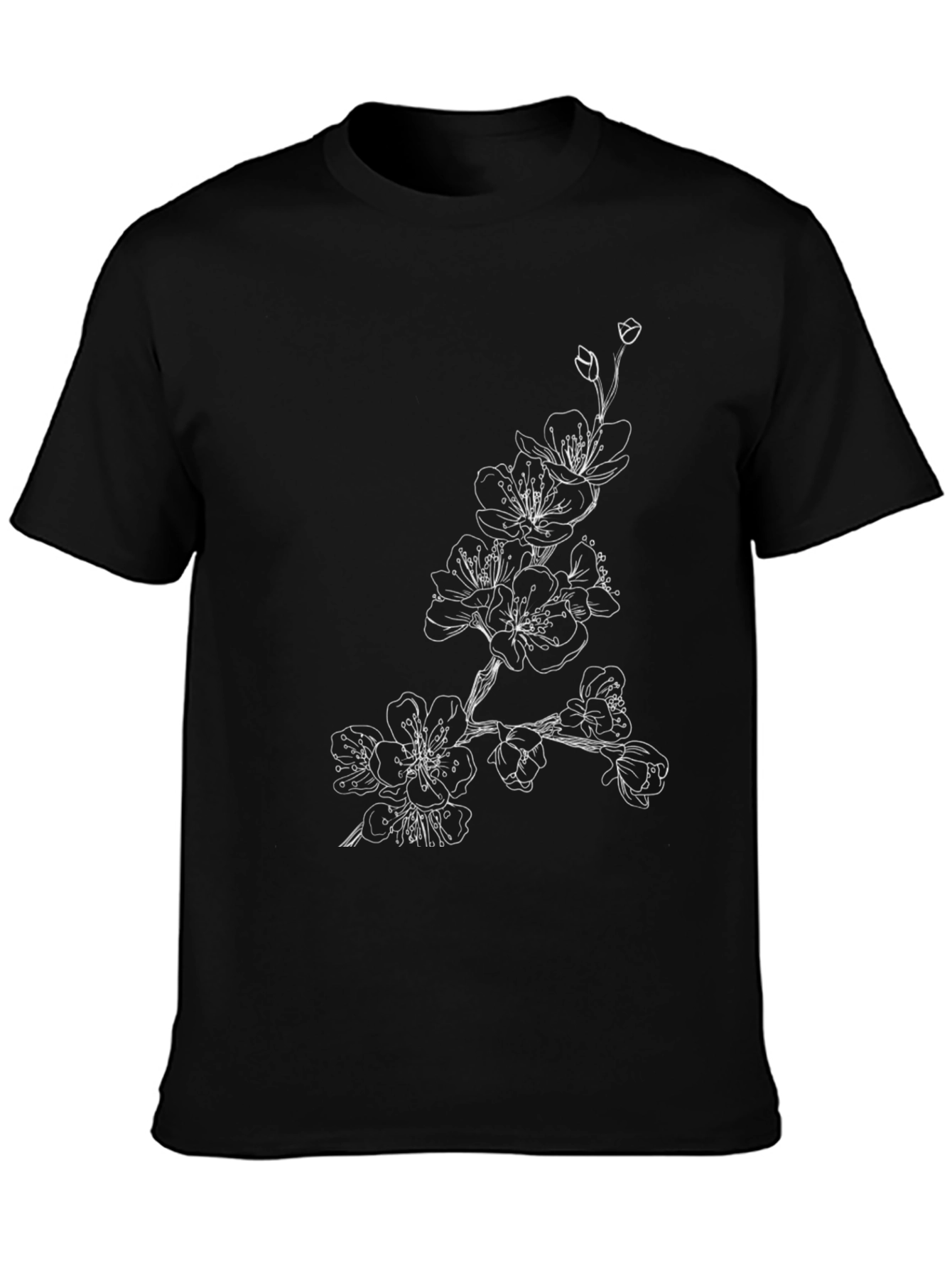 Black Floral Graphic Tee for Men