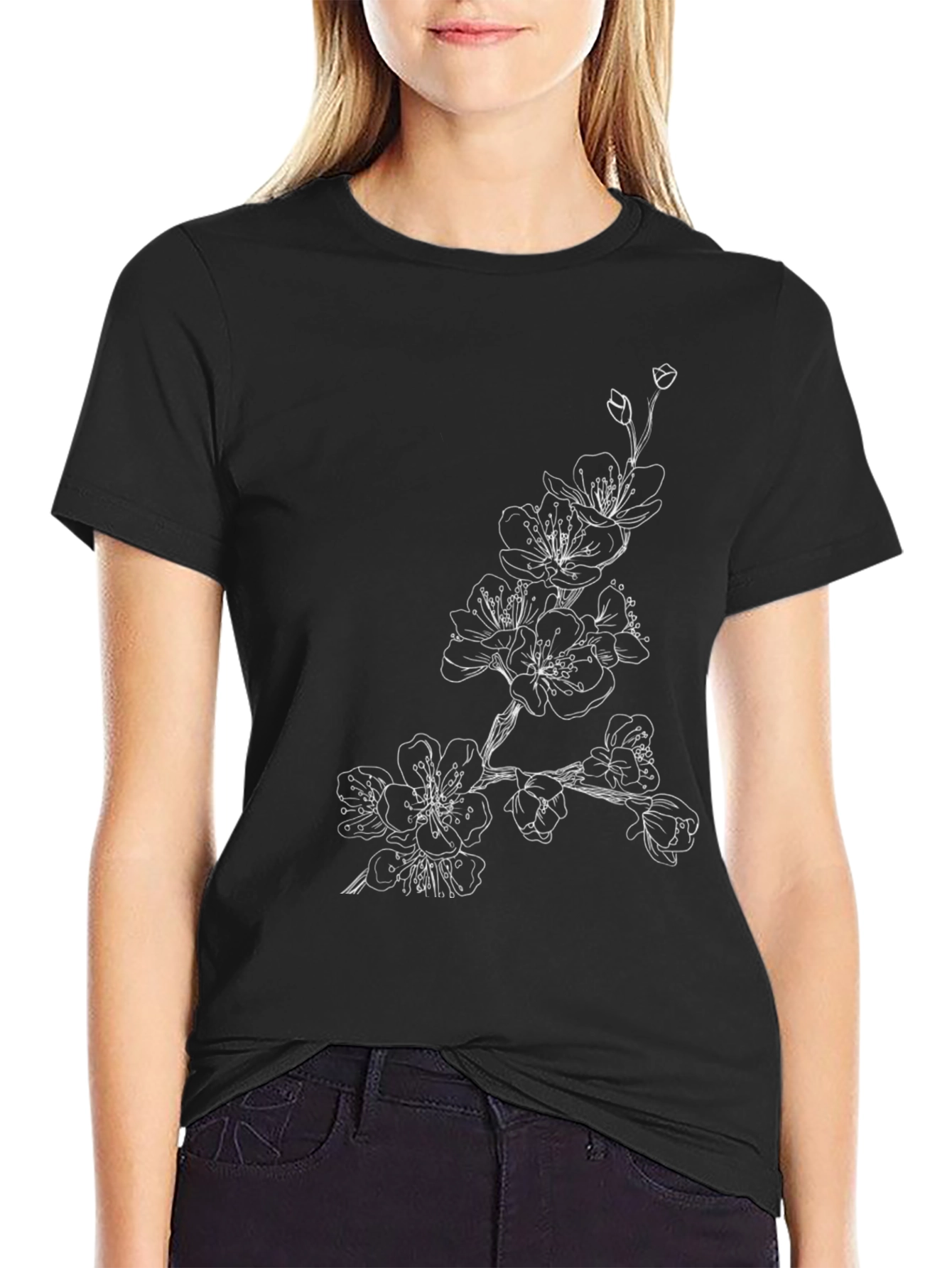 Black Floral Graphic Tee for Men