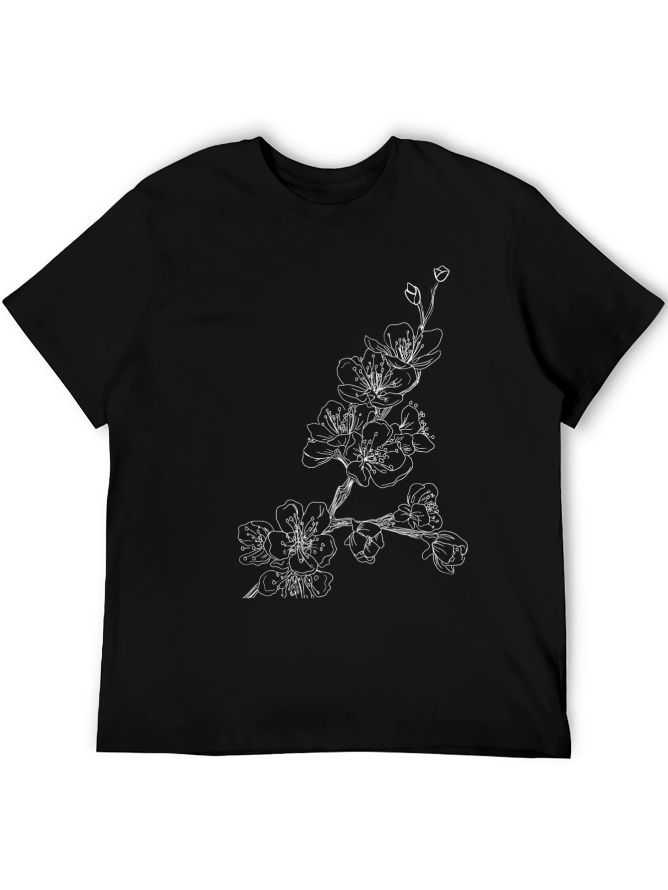 Black Floral Graphic Tee for Men