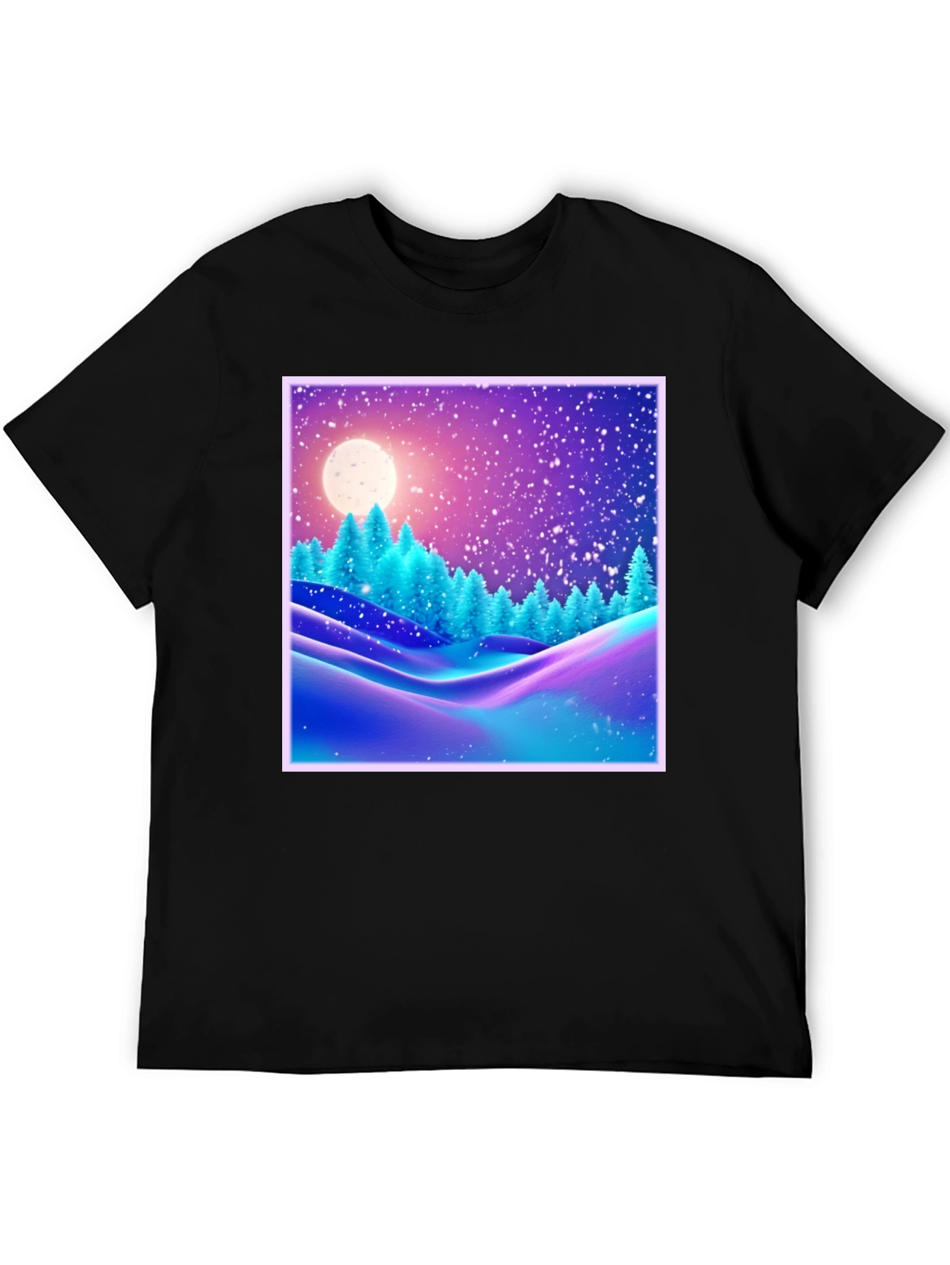 Winter Landscape Graphic Tee - Black Cotton Blend