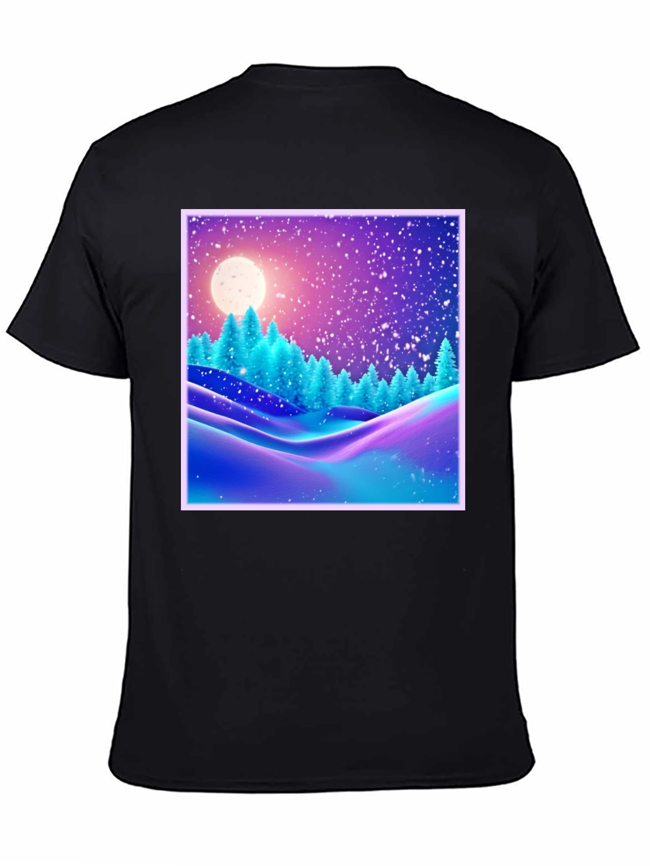 Winter Landscape Graphic Tee - Black Cotton Blend
