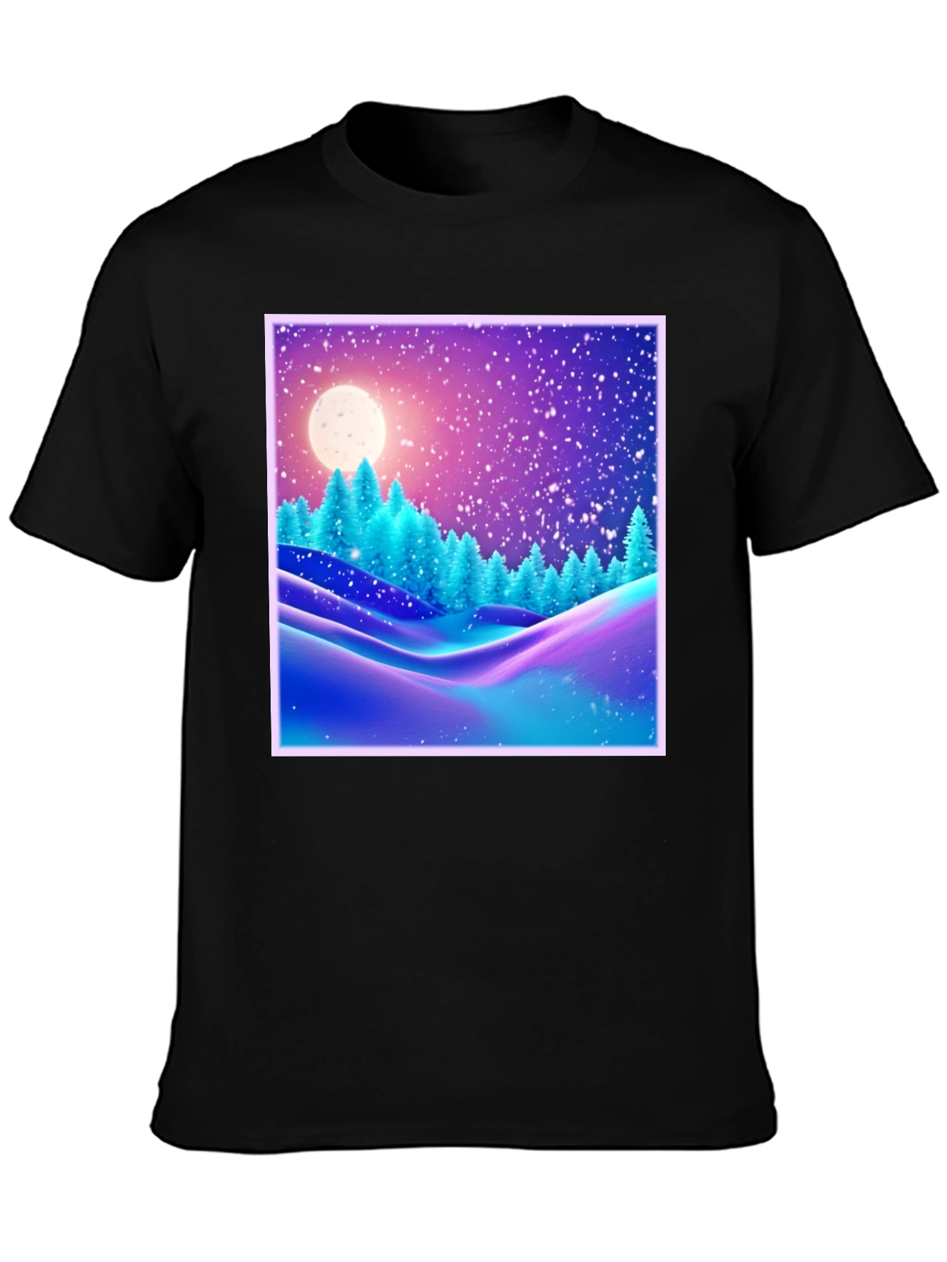 Winter Landscape Graphic Tee - Black Cotton Blend