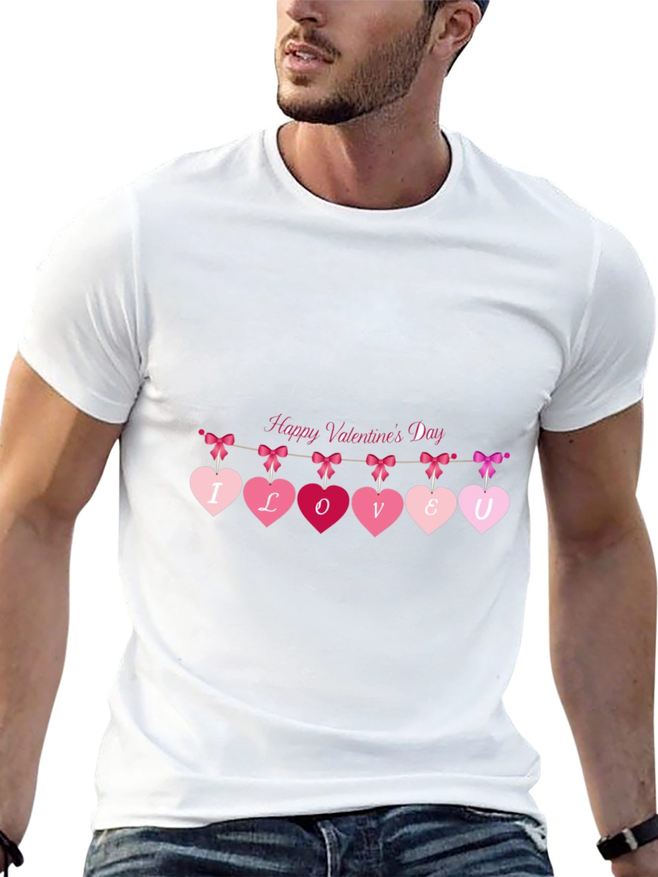 Valentines Day Heart Banner Graphic Tee