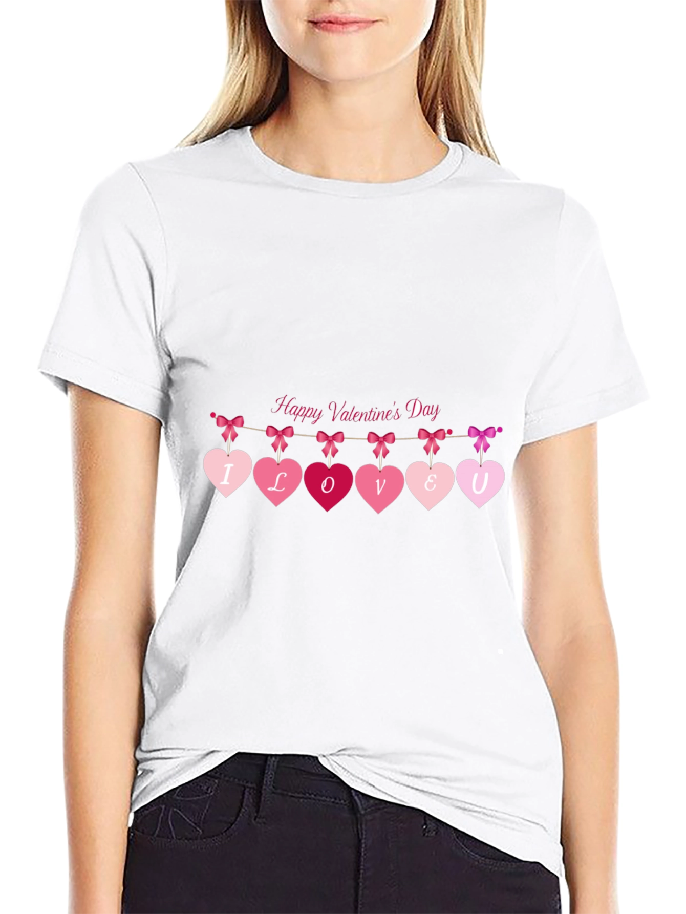 Valentines Day Heart Banner Graphic Tee