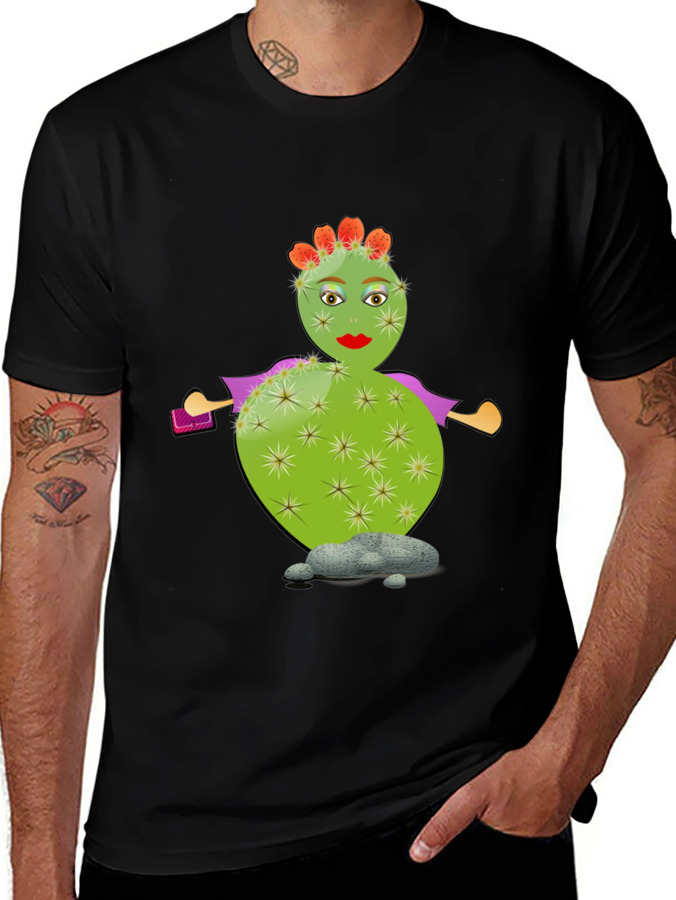 Whimsical Cactus T-Shirt - Quirky Graphic Tee
