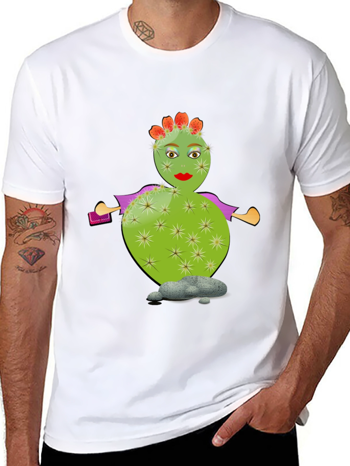Whimsical Cactus T-Shirt - Quirky Graphic Tee