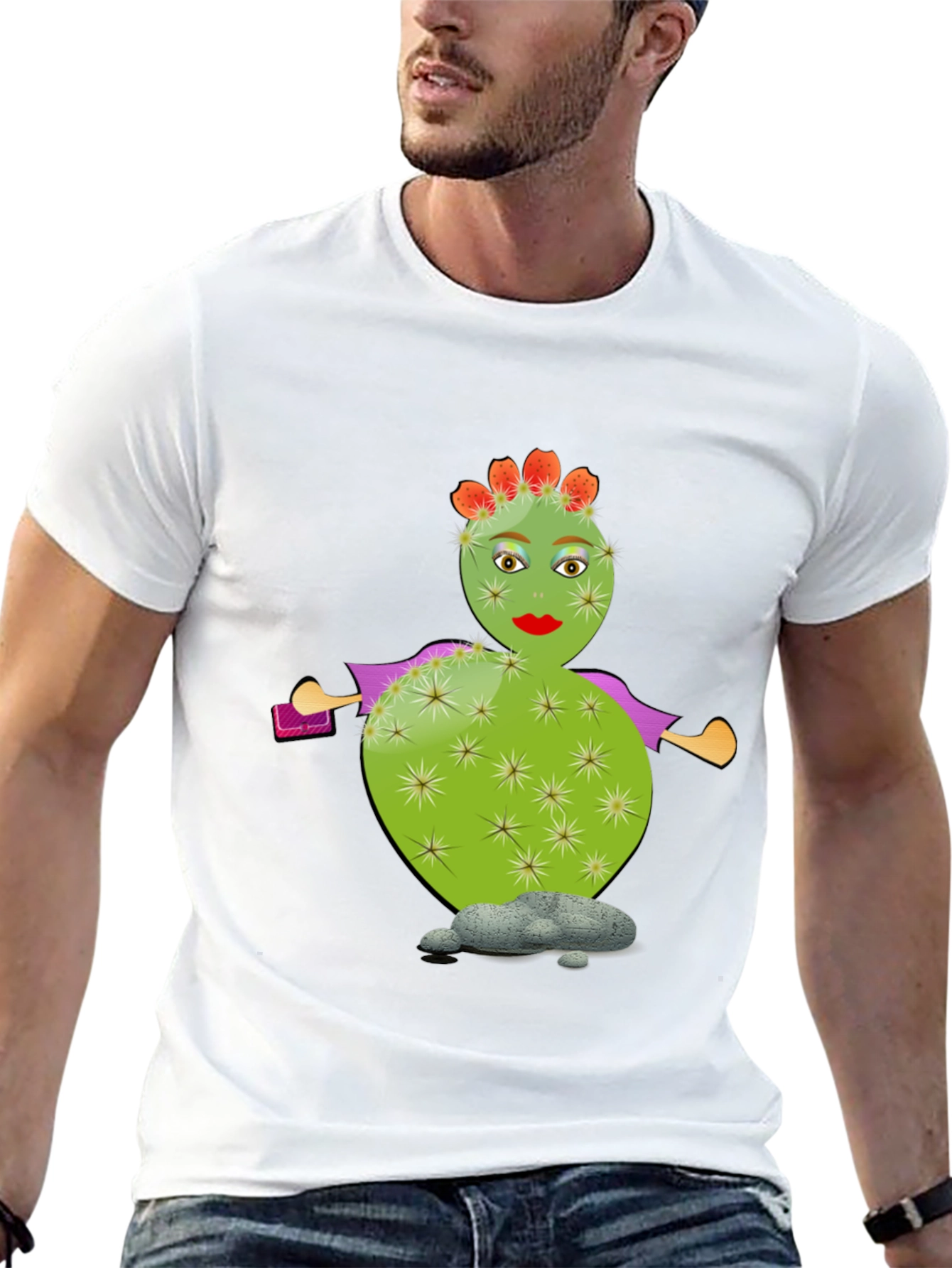 Whimsical Cactus T-Shirt - Quirky Graphic Tee
