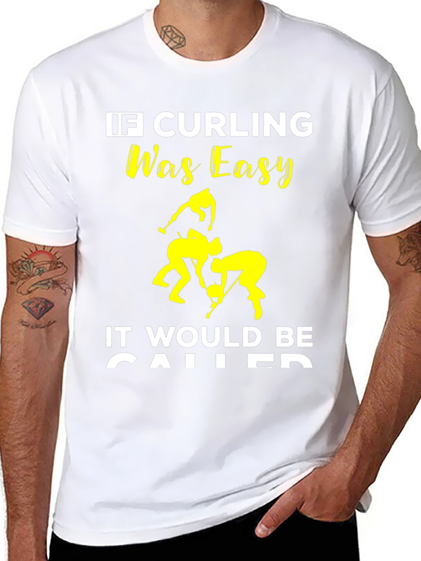 Funny Curling T-Shirt - If Curling Was Easy...