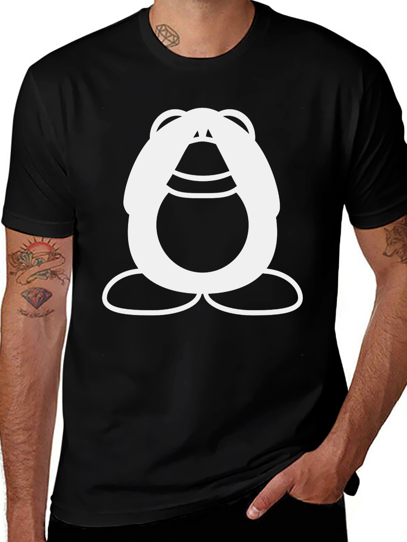 Funky Cartoon Character Black T-Shirt