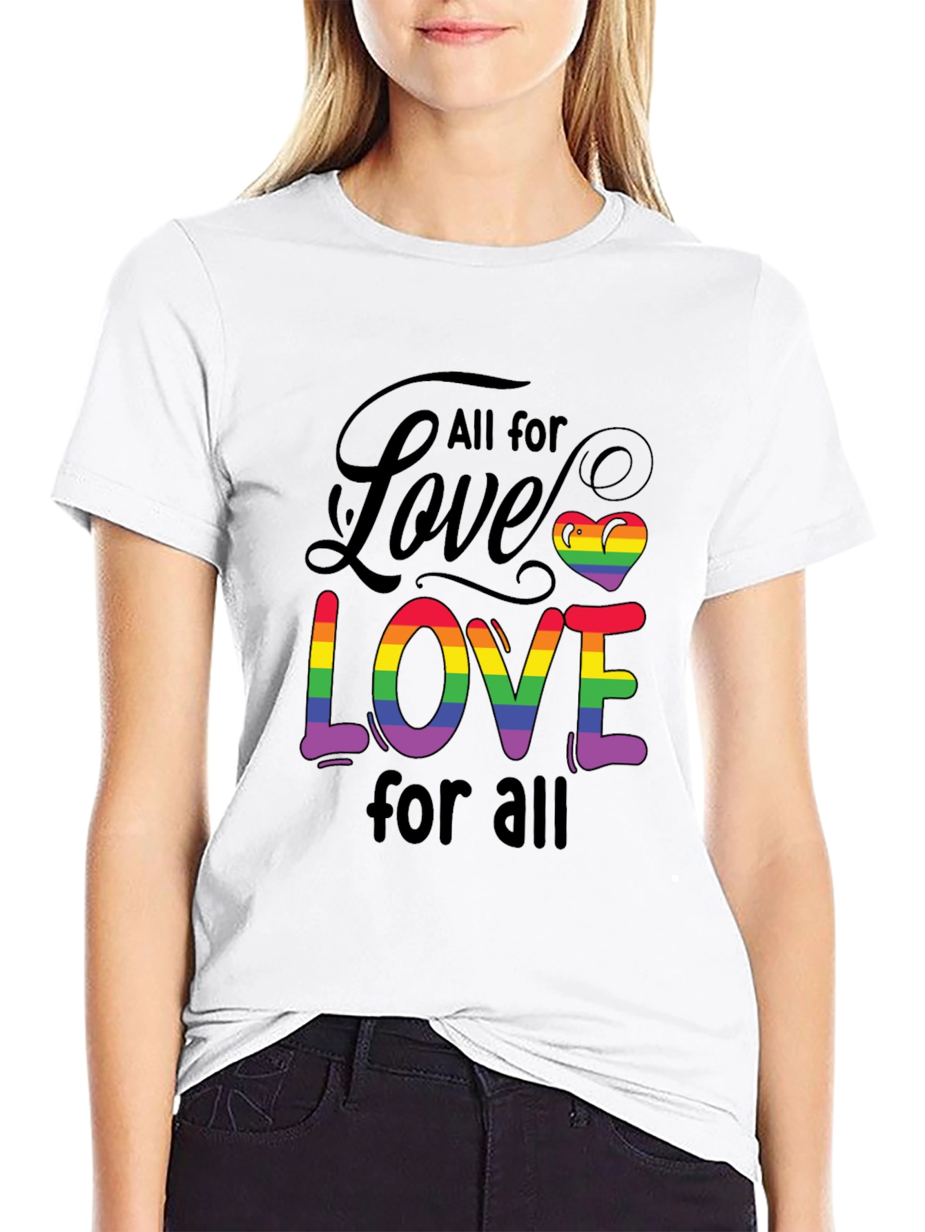 All for Love Tee - Rainbow Pride Design