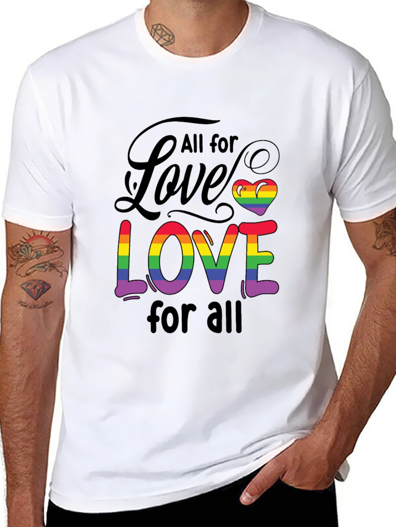 All for Love Tee - Rainbow Pride Design