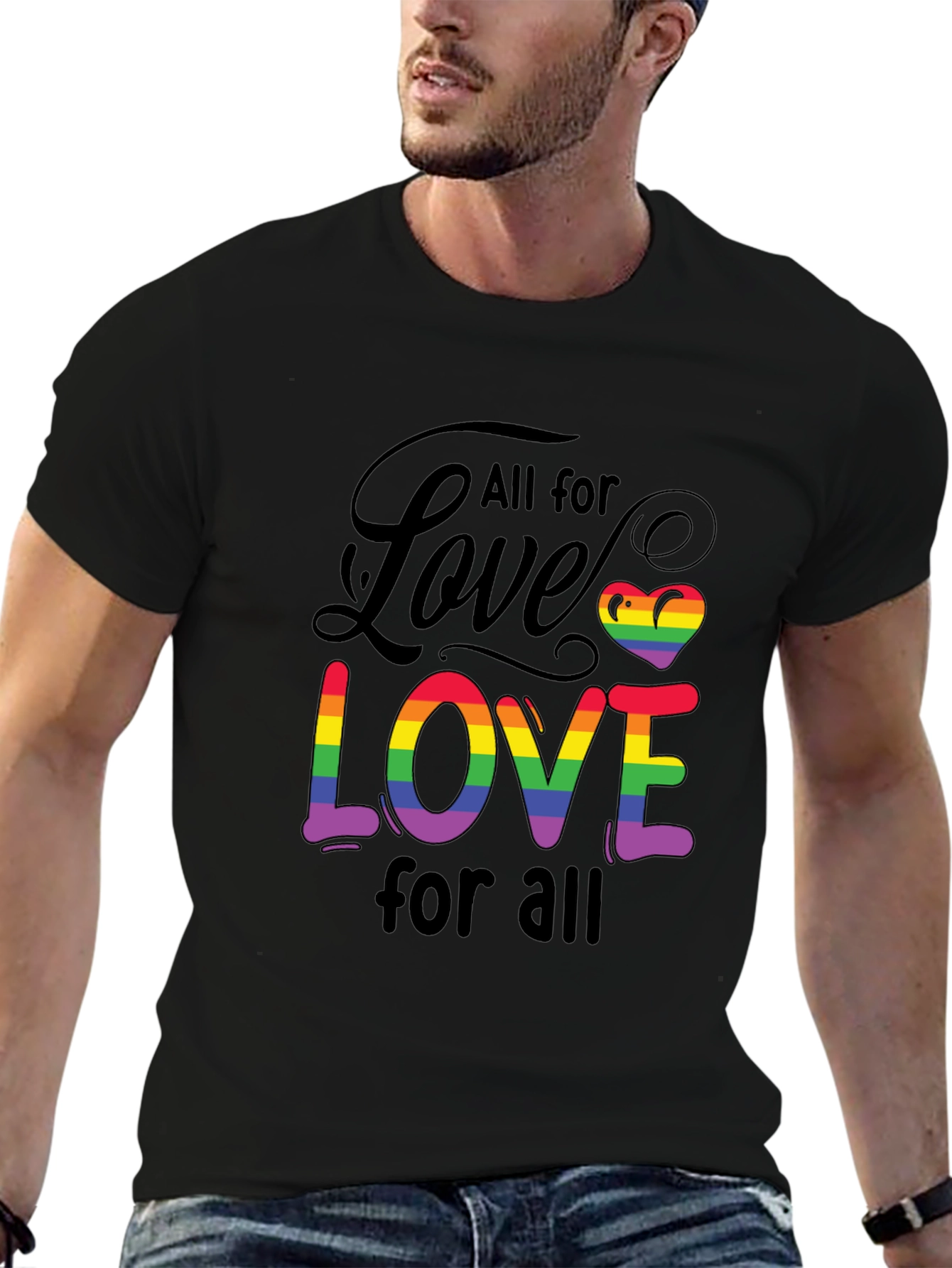 All for Love Tee - Rainbow Pride Design