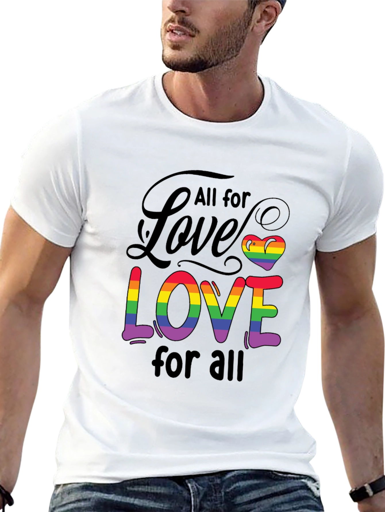 All for Love Tee - Rainbow Pride Design