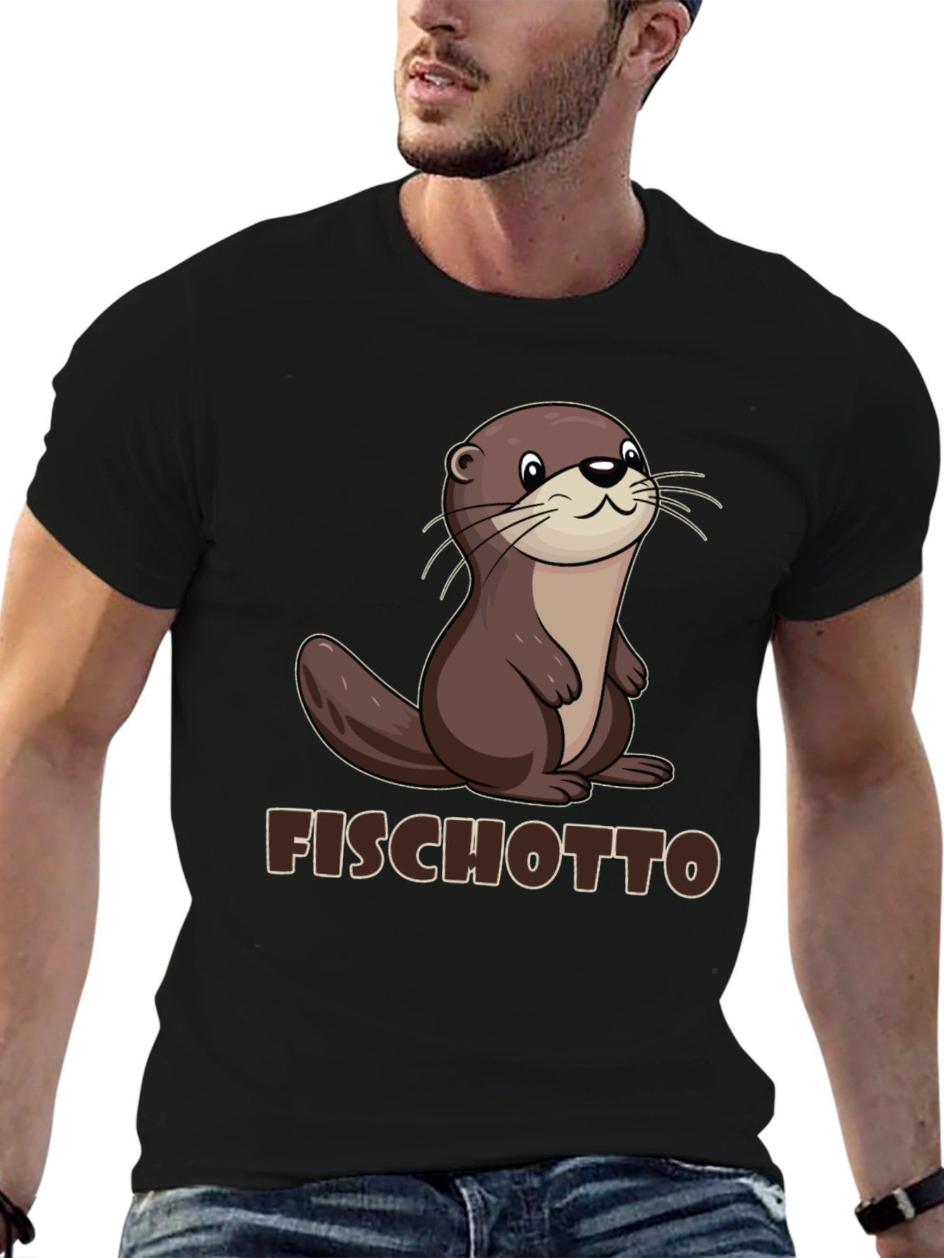 Fischotto Otter Graphic Tee - Black T-Shirt