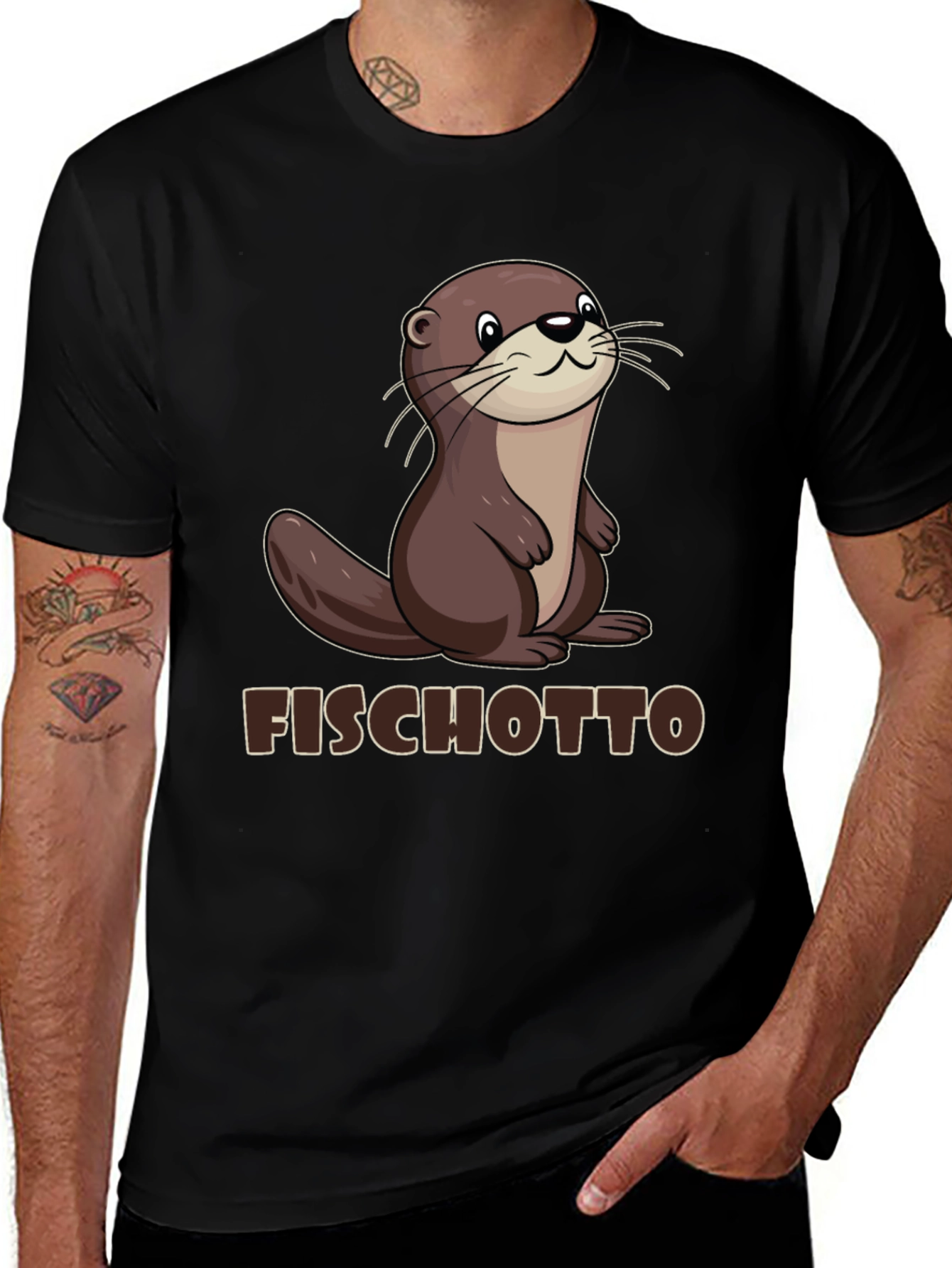 Fischotto Otter Graphic Tee - Black T-Shirt