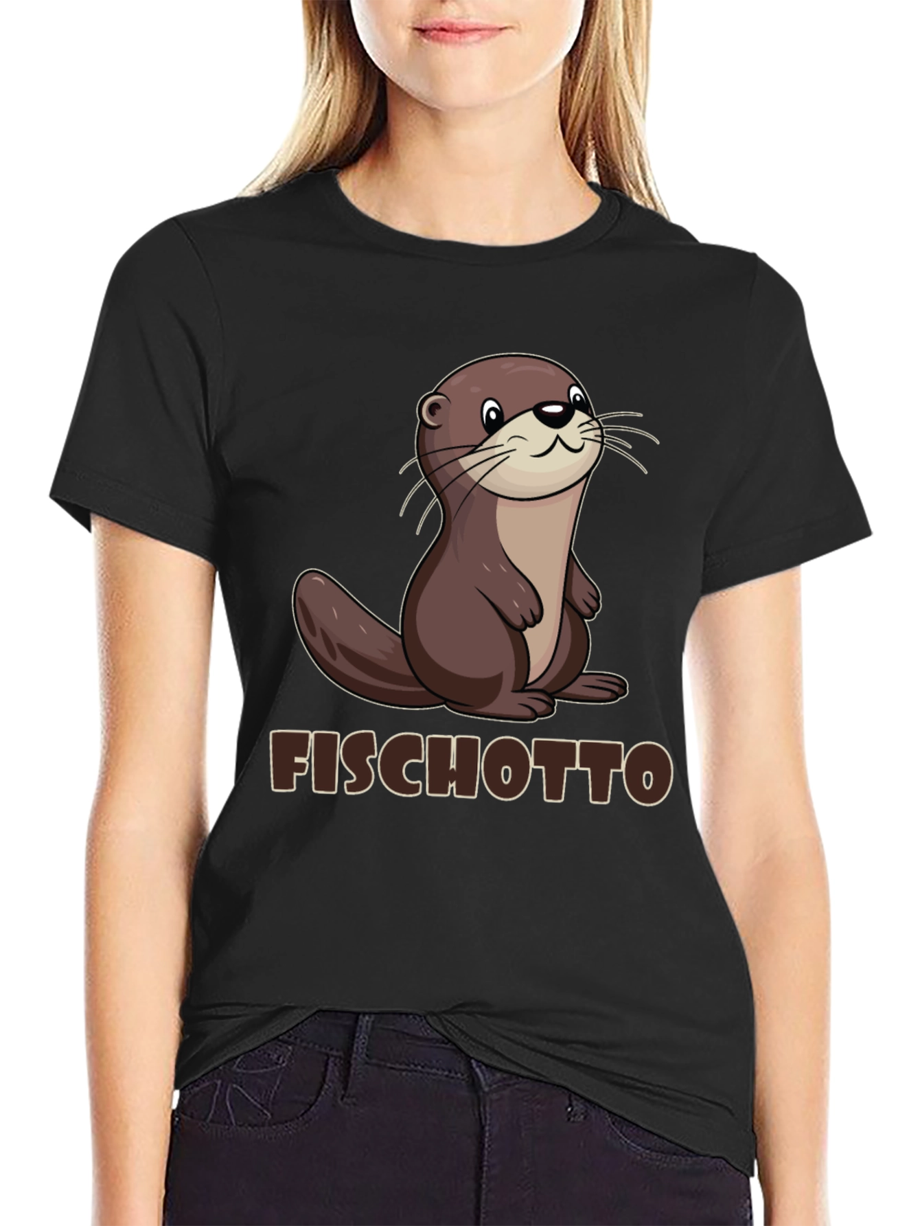 Fischotto Otter Graphic Tee - Black T-Shirt