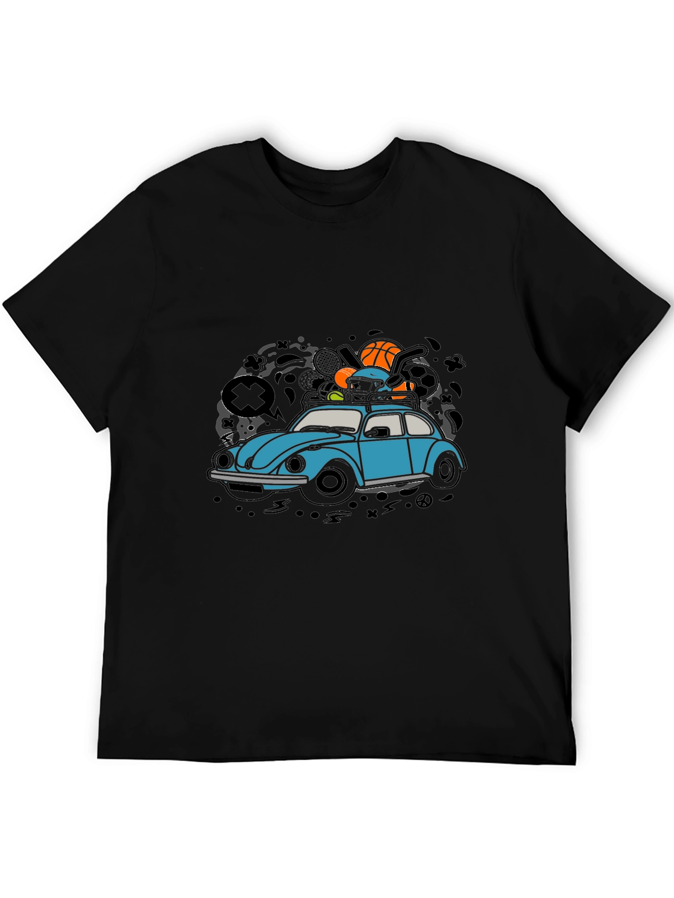 VW Bug Car Black T-Shirt