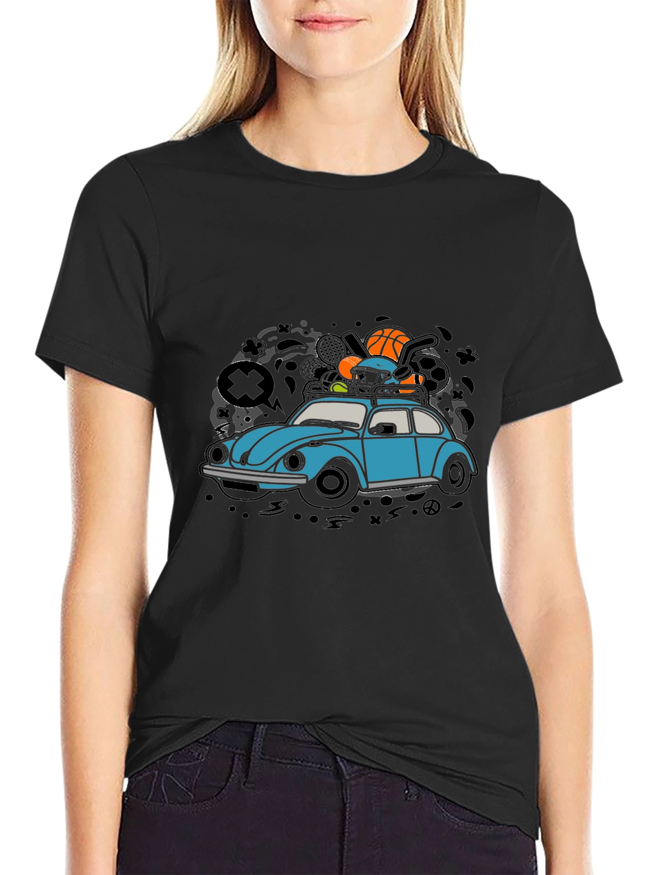 VW Bug Car Black T-Shirt