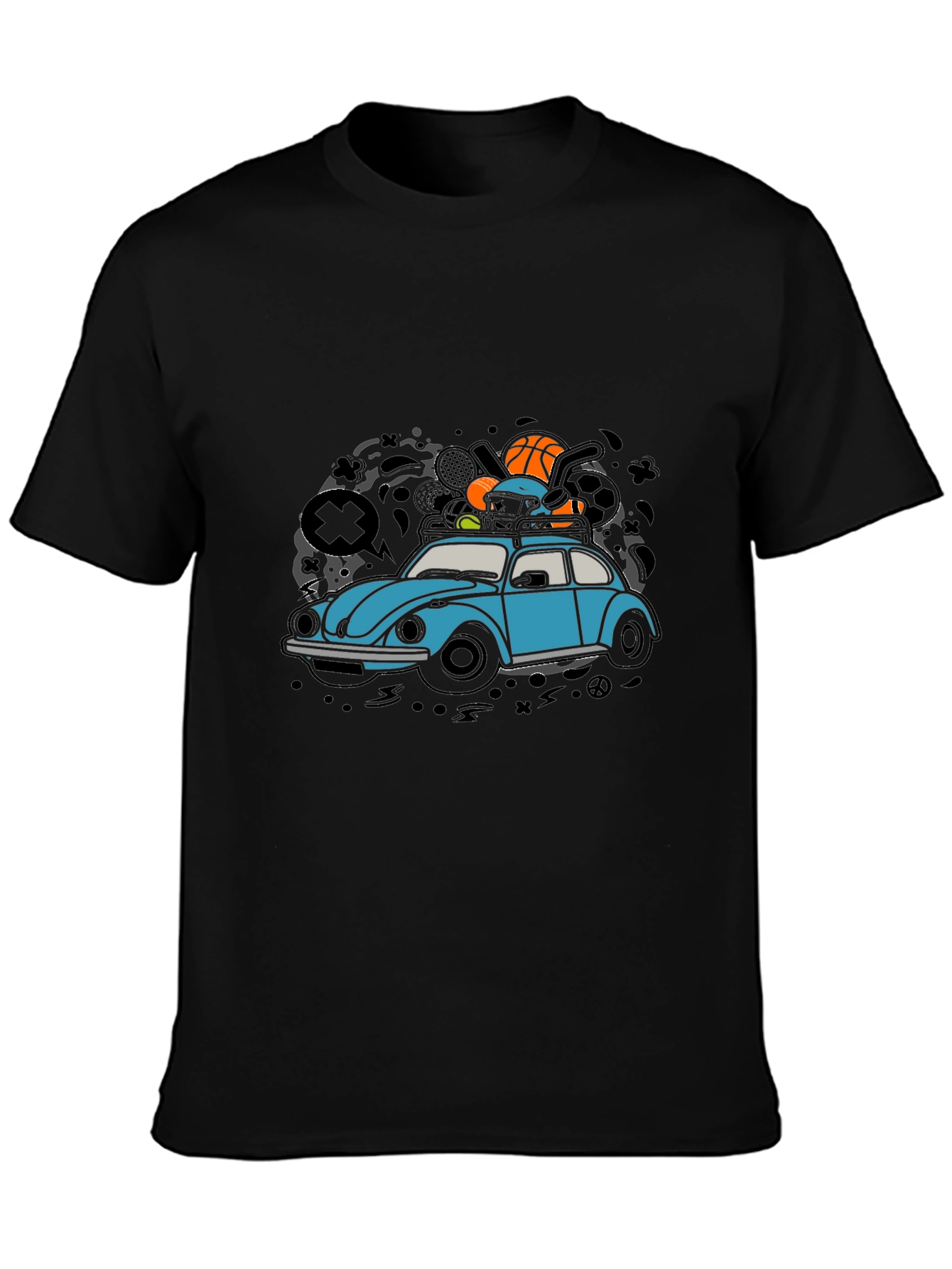 VW Bug Car Black T-Shirt