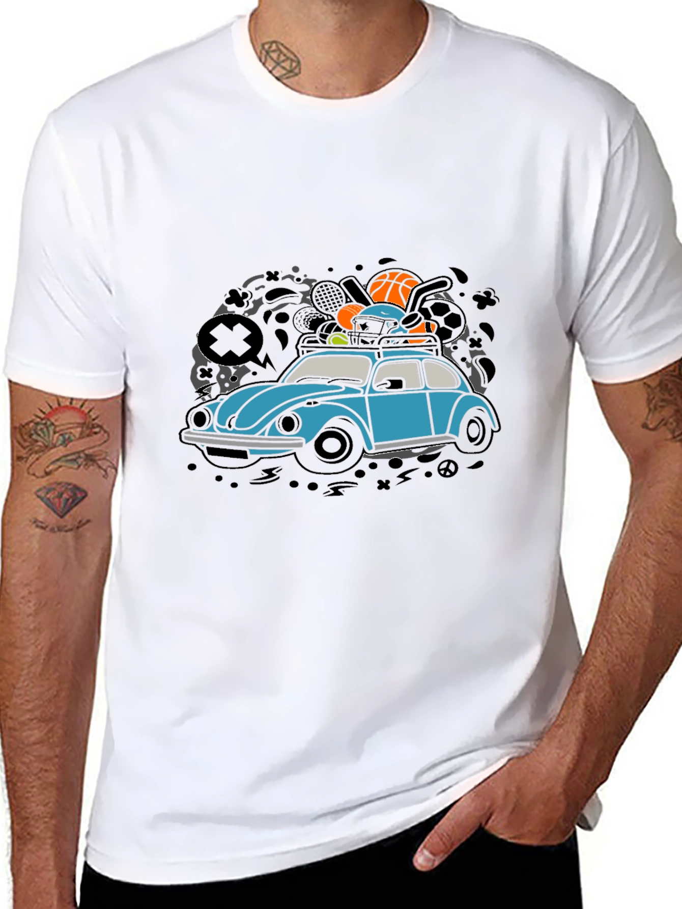 VW Bug Car Black T-Shirt