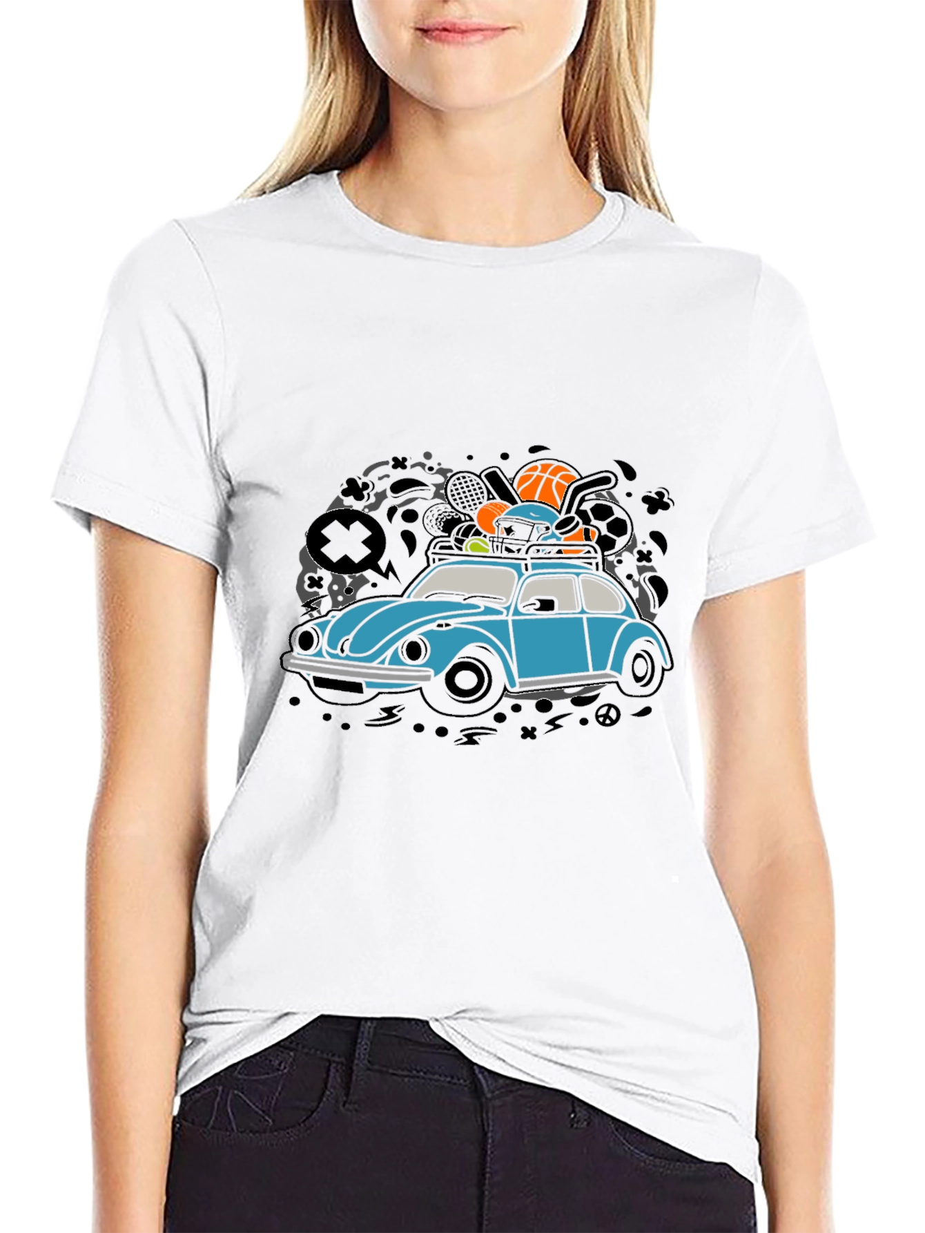 VW Bug Car Black T-Shirt