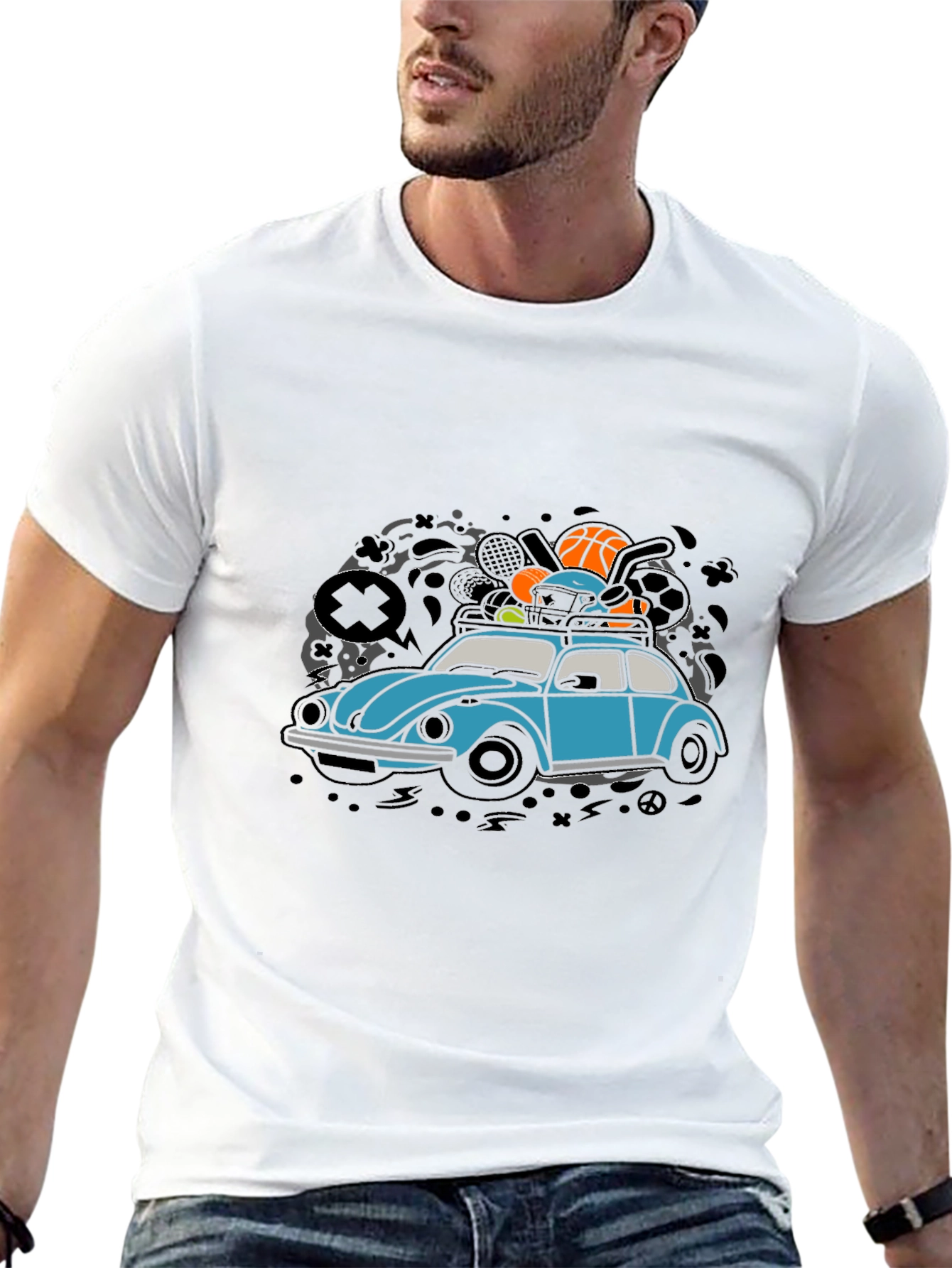 VW Bug Car Black T-Shirt