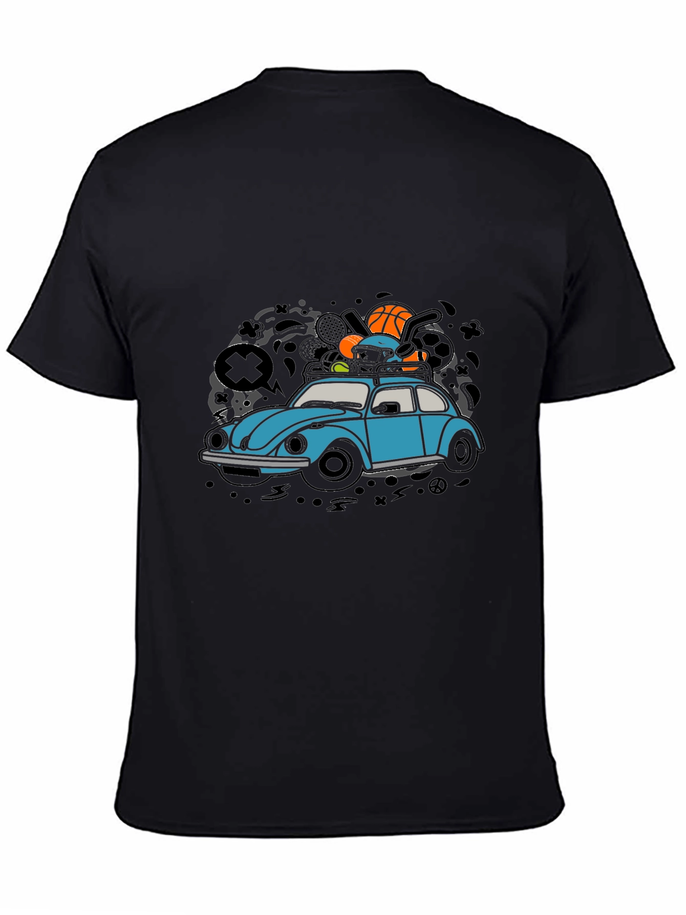 VW Bug Car Black T-Shirt