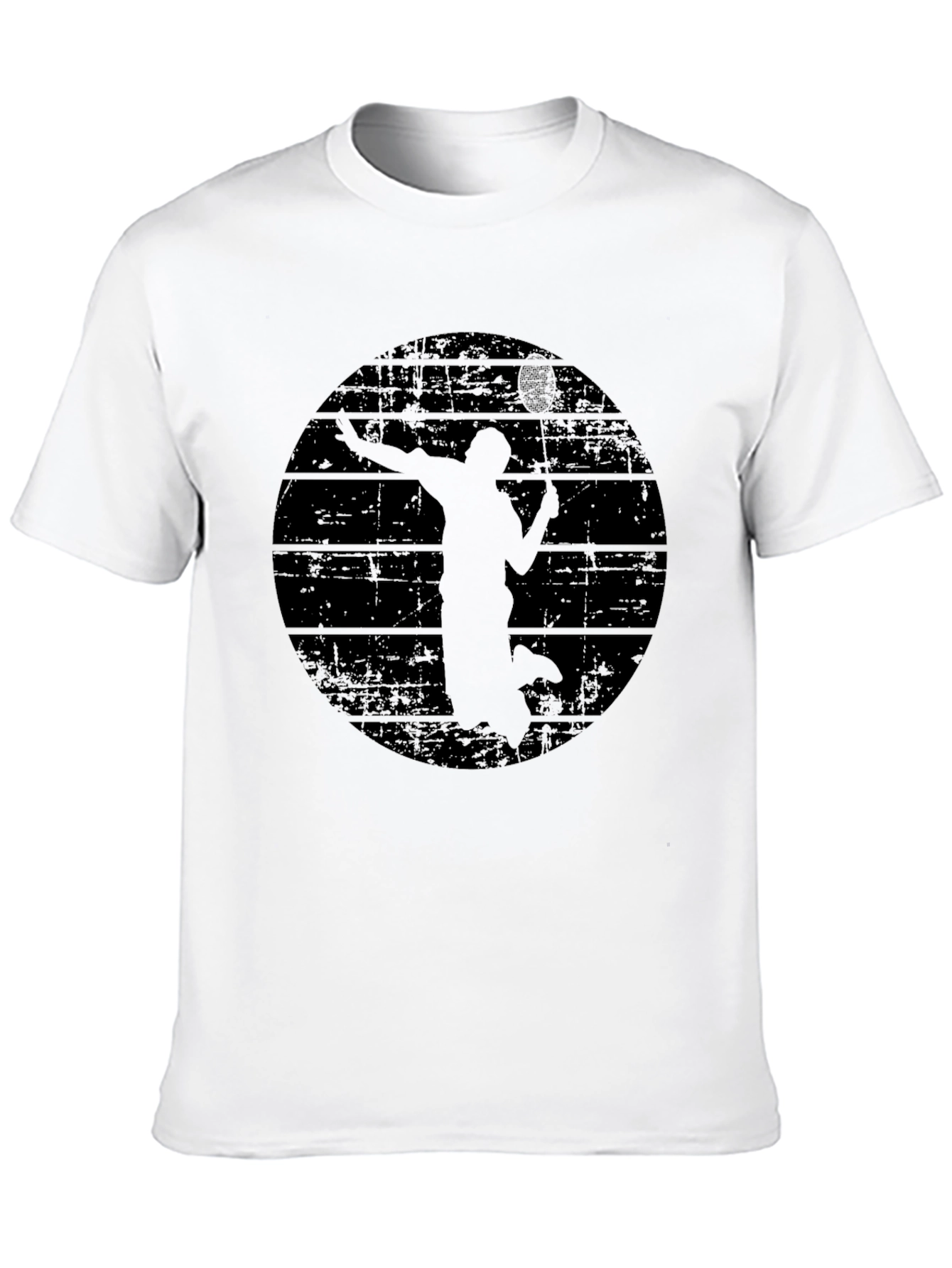 Mens Black Badminton Graphic T-Shirt