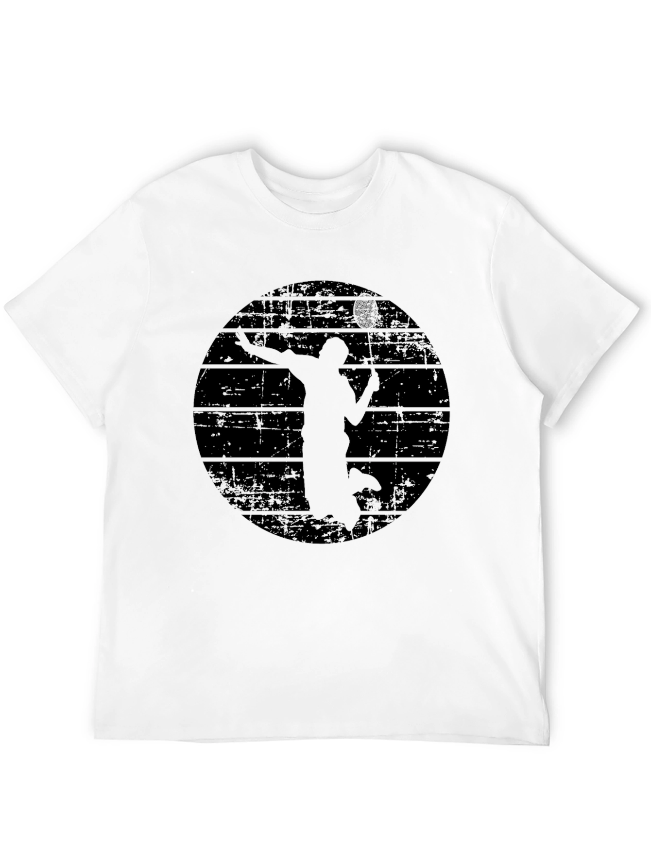 Mens Black Badminton Graphic T-Shirt