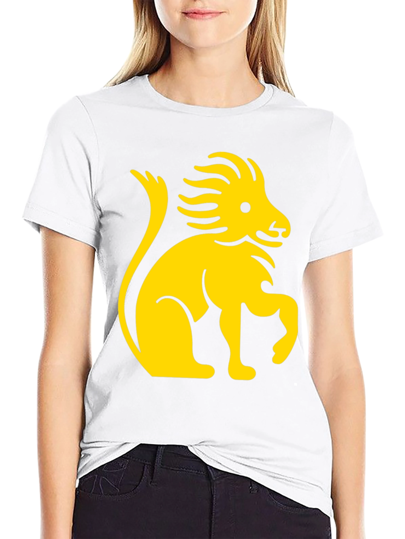 Lion Graphic Print Black Cotton T-Shirt