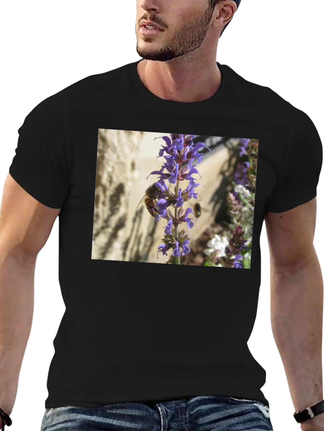 Bee on Lavender Flower Graphic Tee