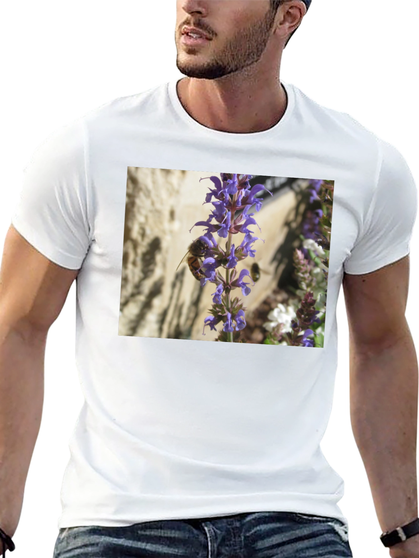 Bee on Lavender Flower Graphic Tee