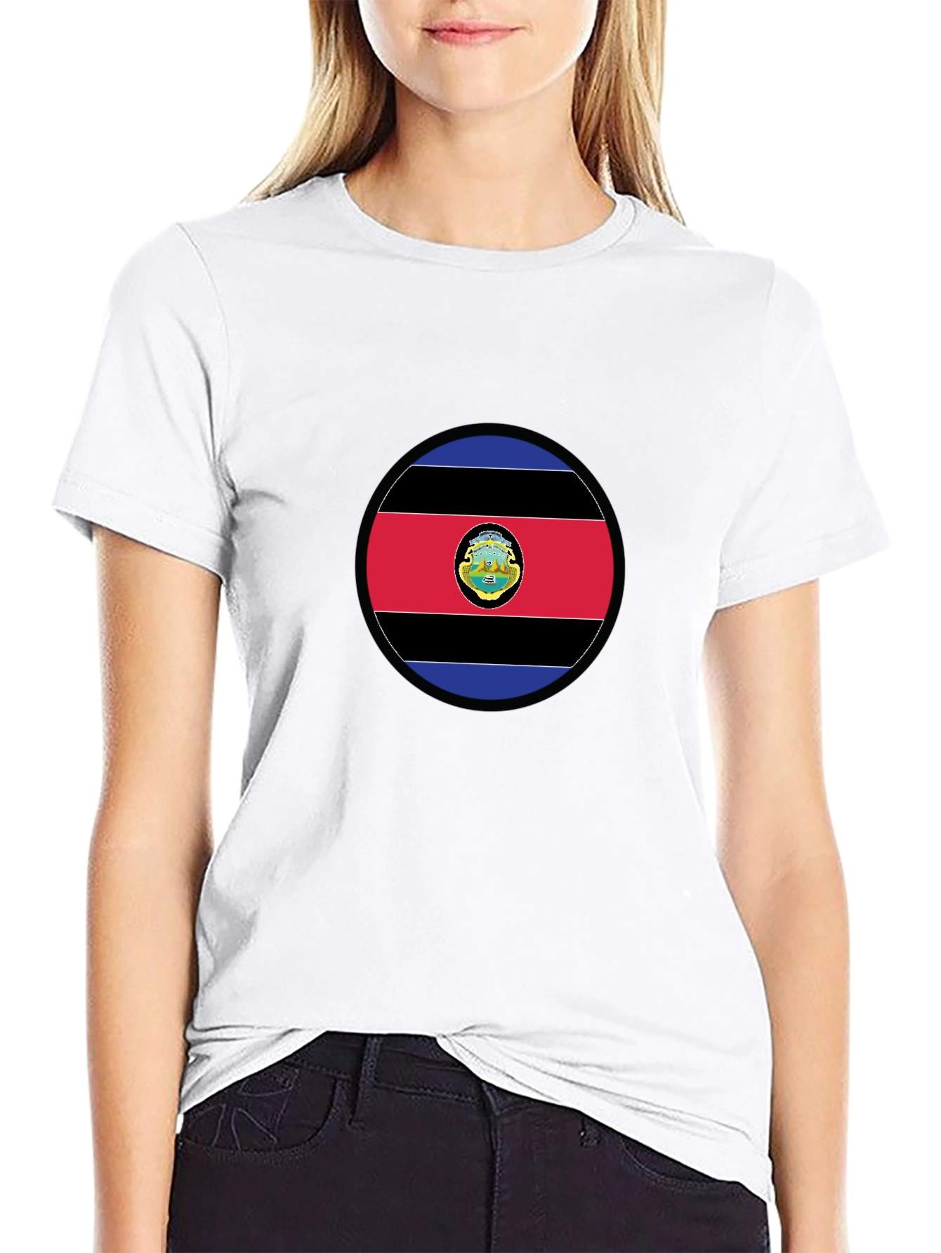 Costa Rica Flag Graphic T-Shirt - Black